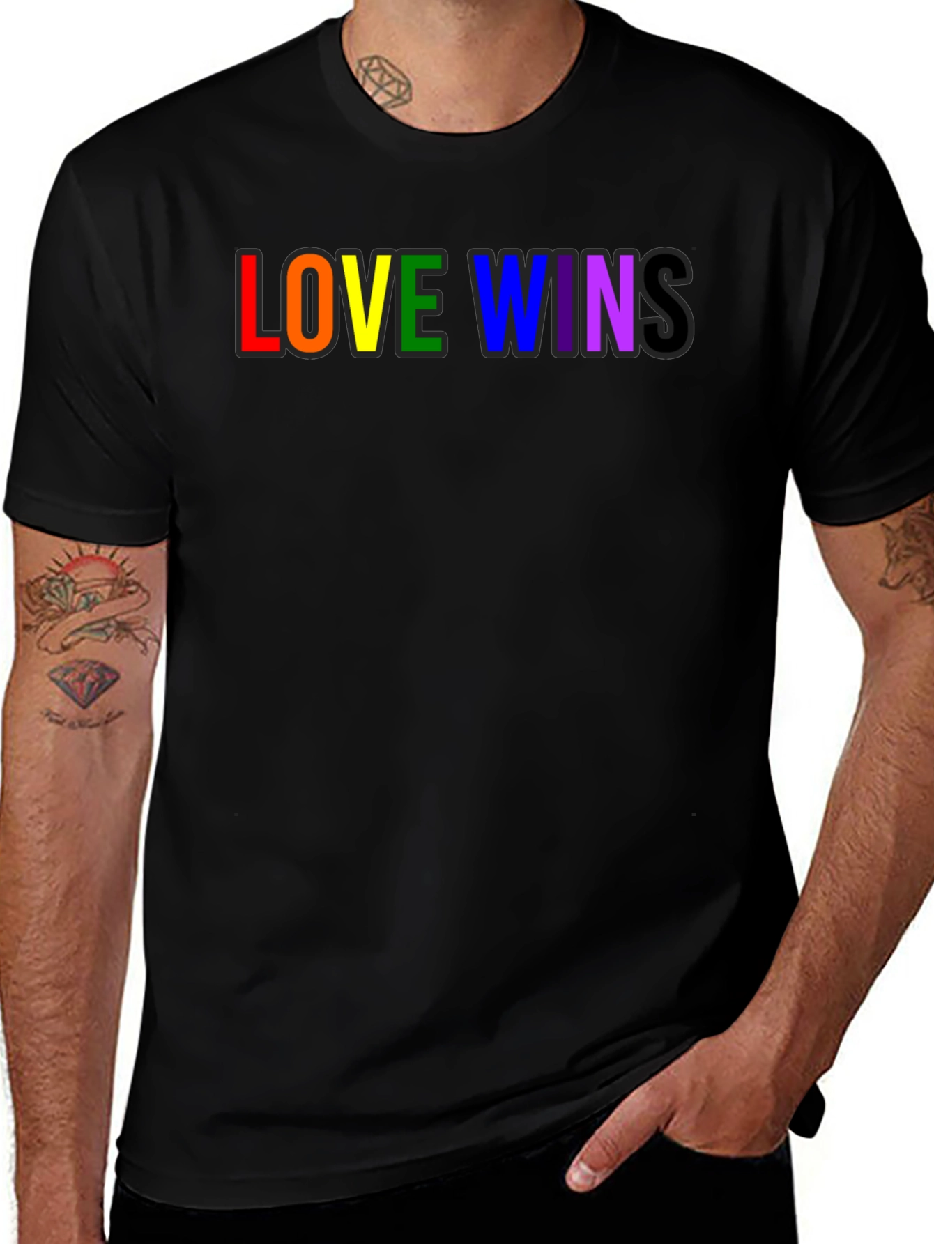 Love Wins Rainbow Pride T-Shirt - Black
