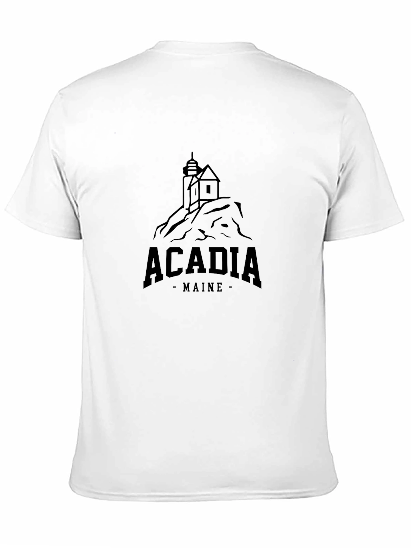 Acadia Maine Lighthouse Graphic Tee - Black