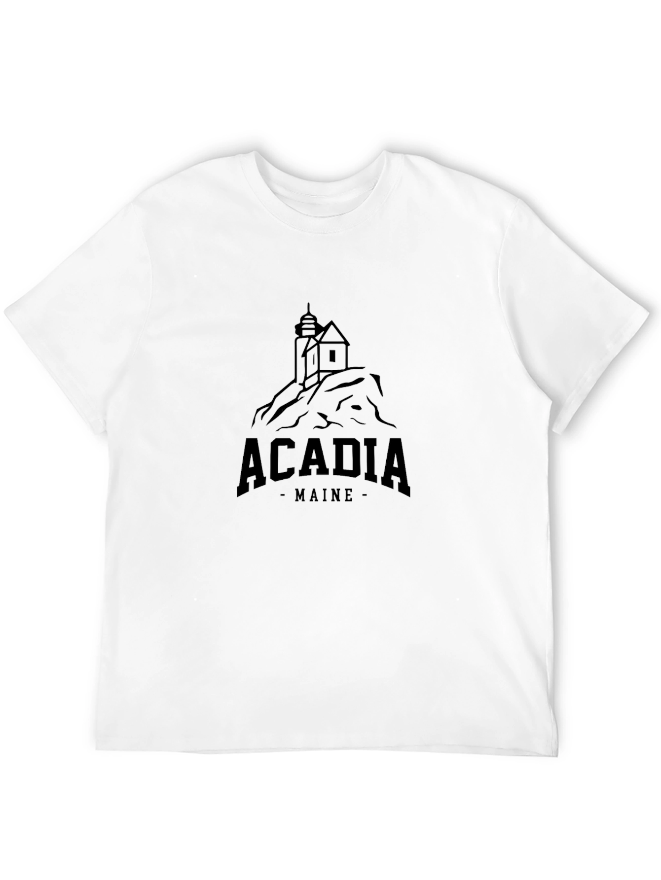 Acadia Maine Lighthouse Graphic Tee - Black