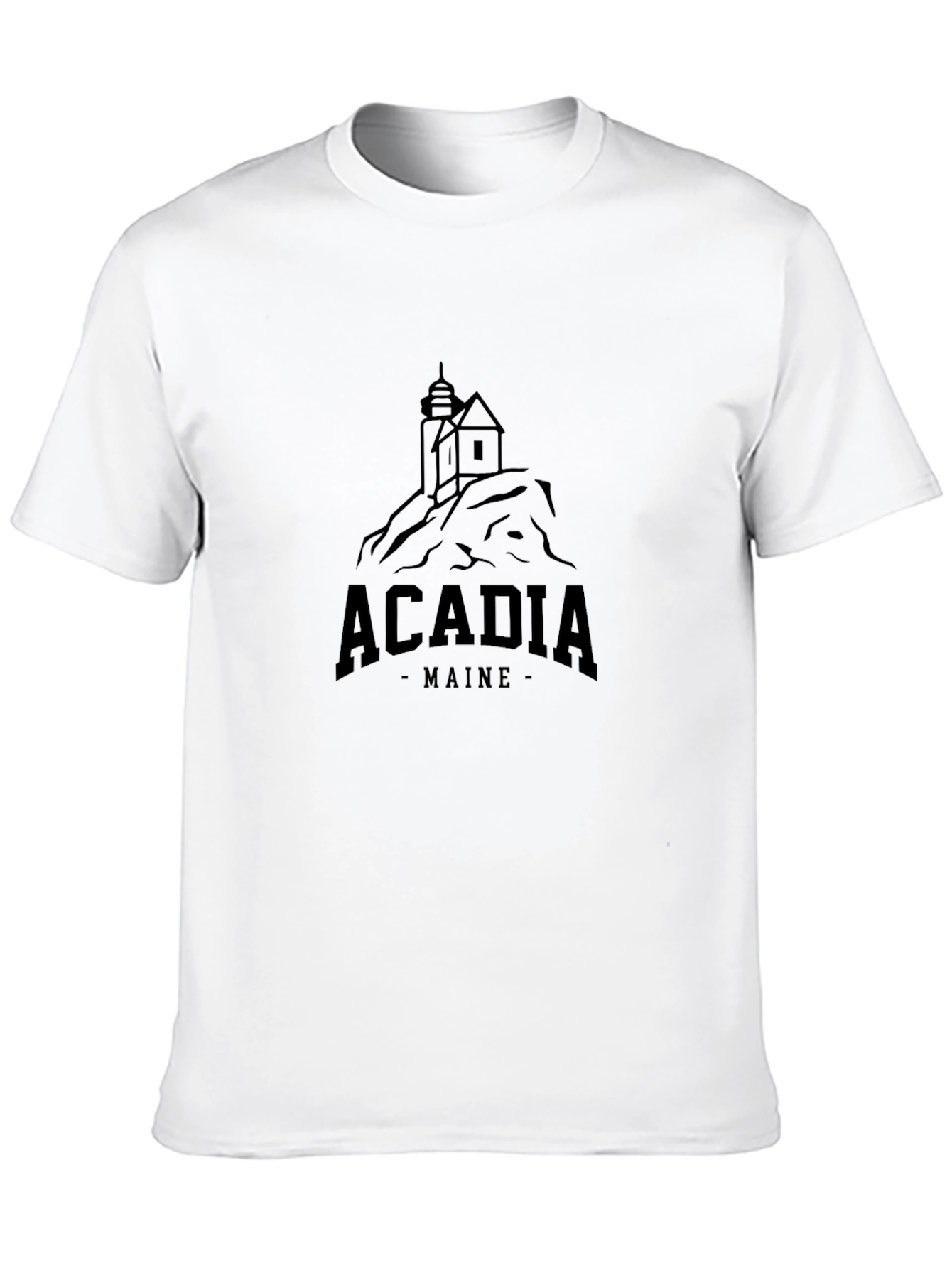 Acadia Maine Lighthouse Graphic Tee - Black