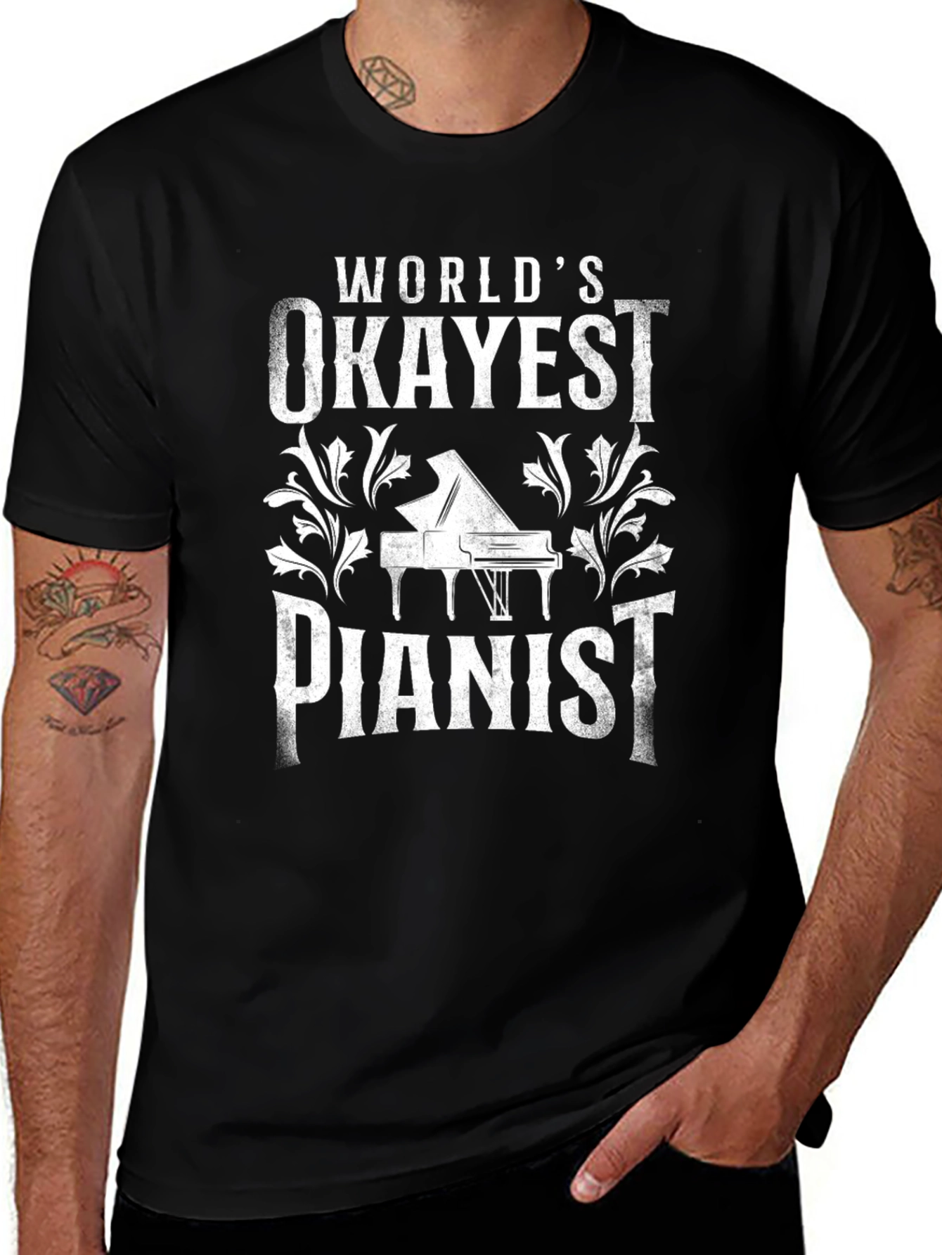 Okayest Pianist Graphic T-Shirt - Musician Humor Tee