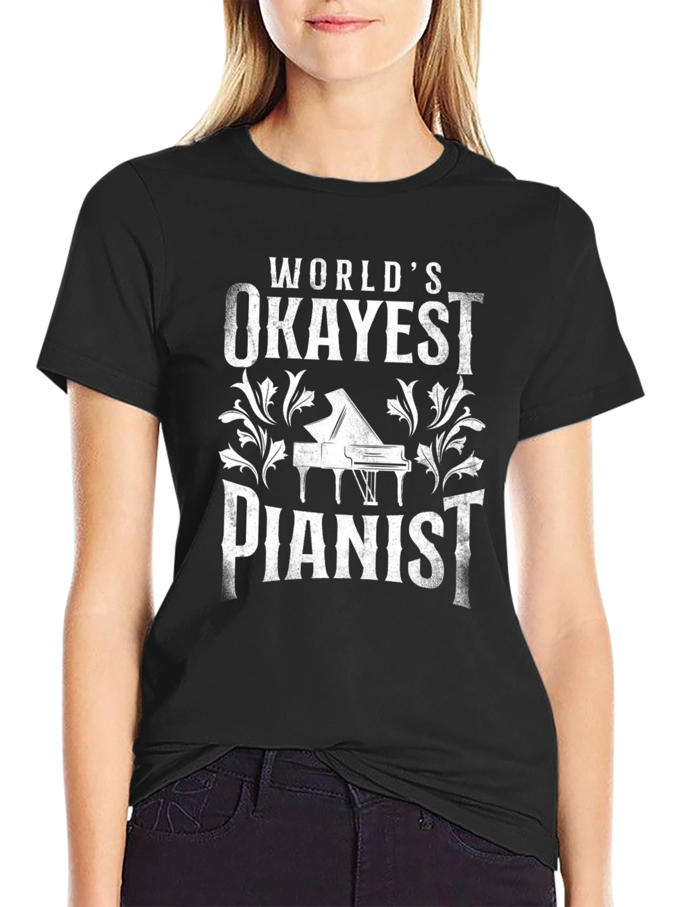 Okayest Pianist Graphic T-Shirt - Musician Humor Tee