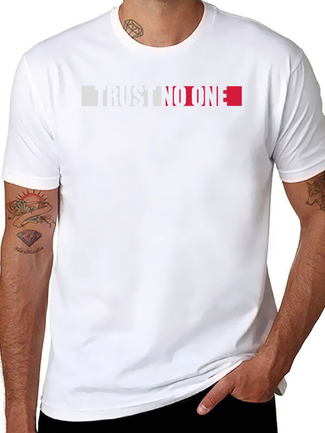 Trust No One Graphic Tee - Black Crewneck