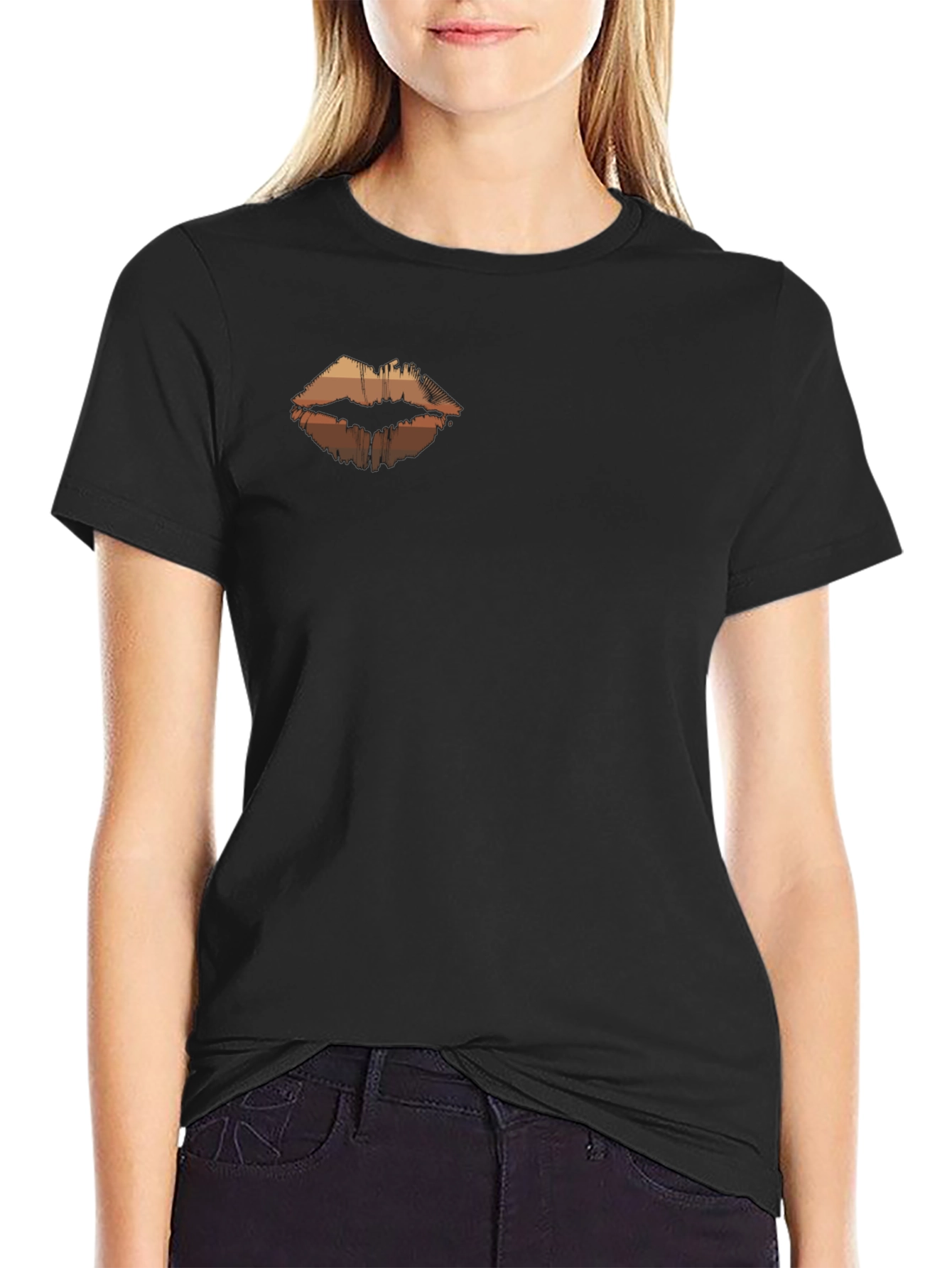 Lips Graphic Tee - Black Crew Neck