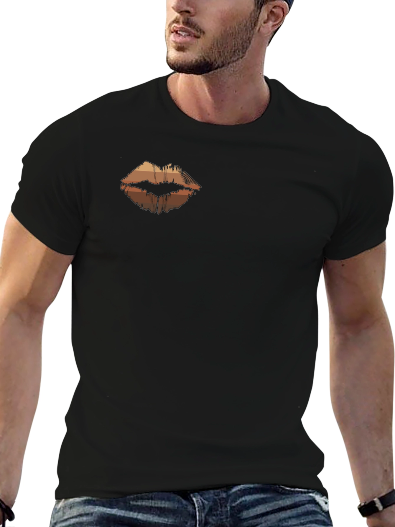 Lips Graphic Tee - Black Crew Neck