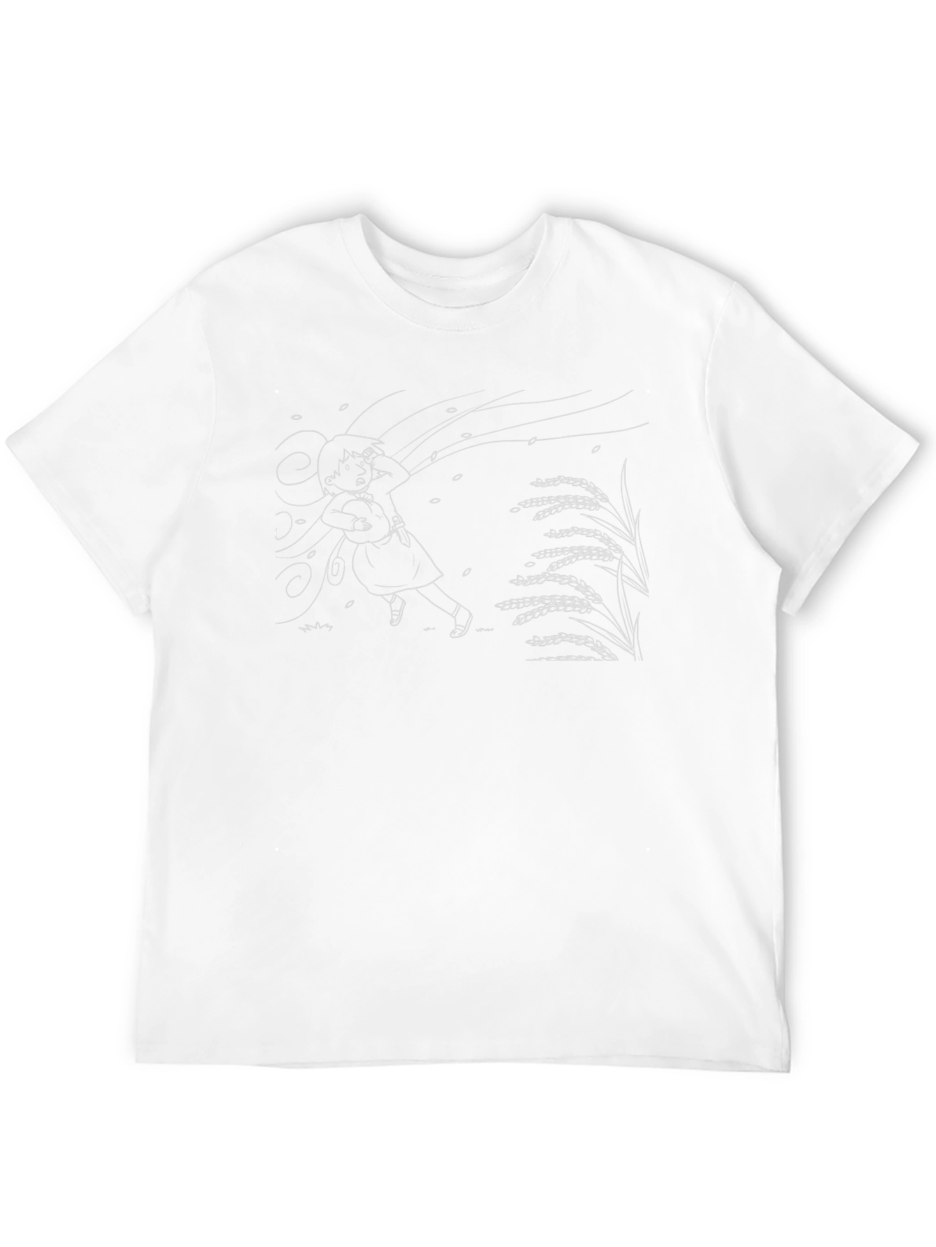 Whimsical Anime Girl Black T-Shirt