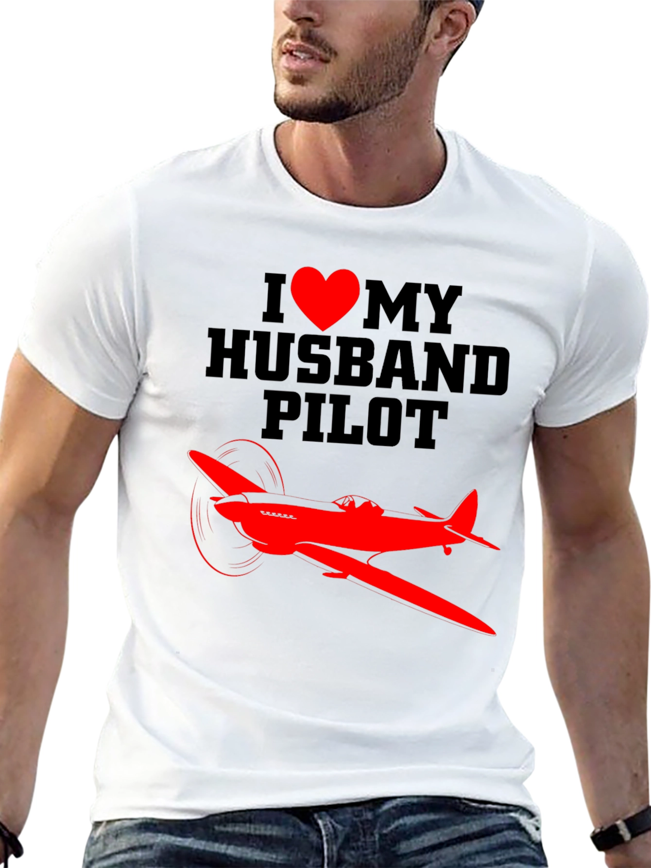 I Heart My Husband Pilot T-Shirt - Airplane Design