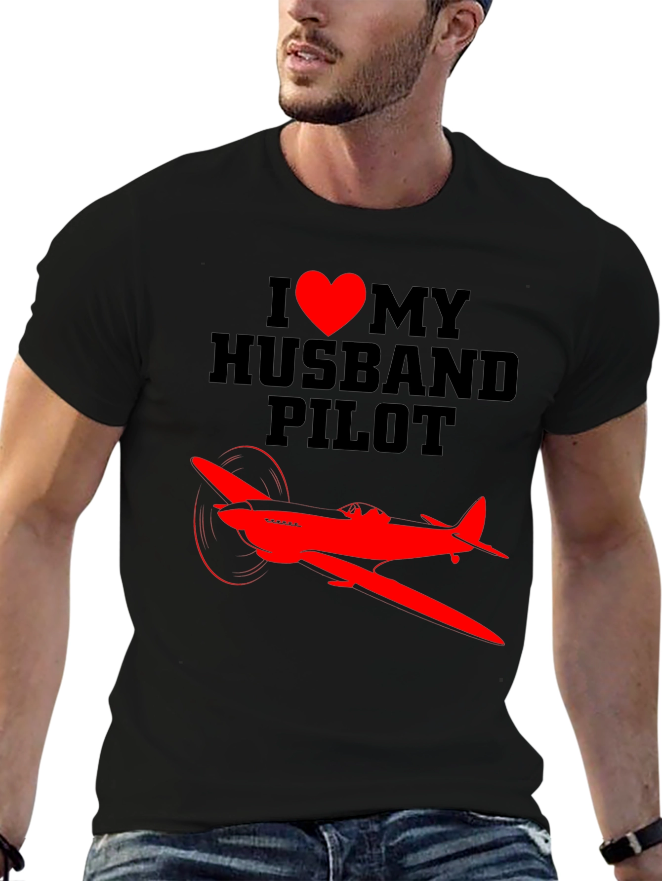 I Heart My Husband Pilot T-Shirt - Airplane Design