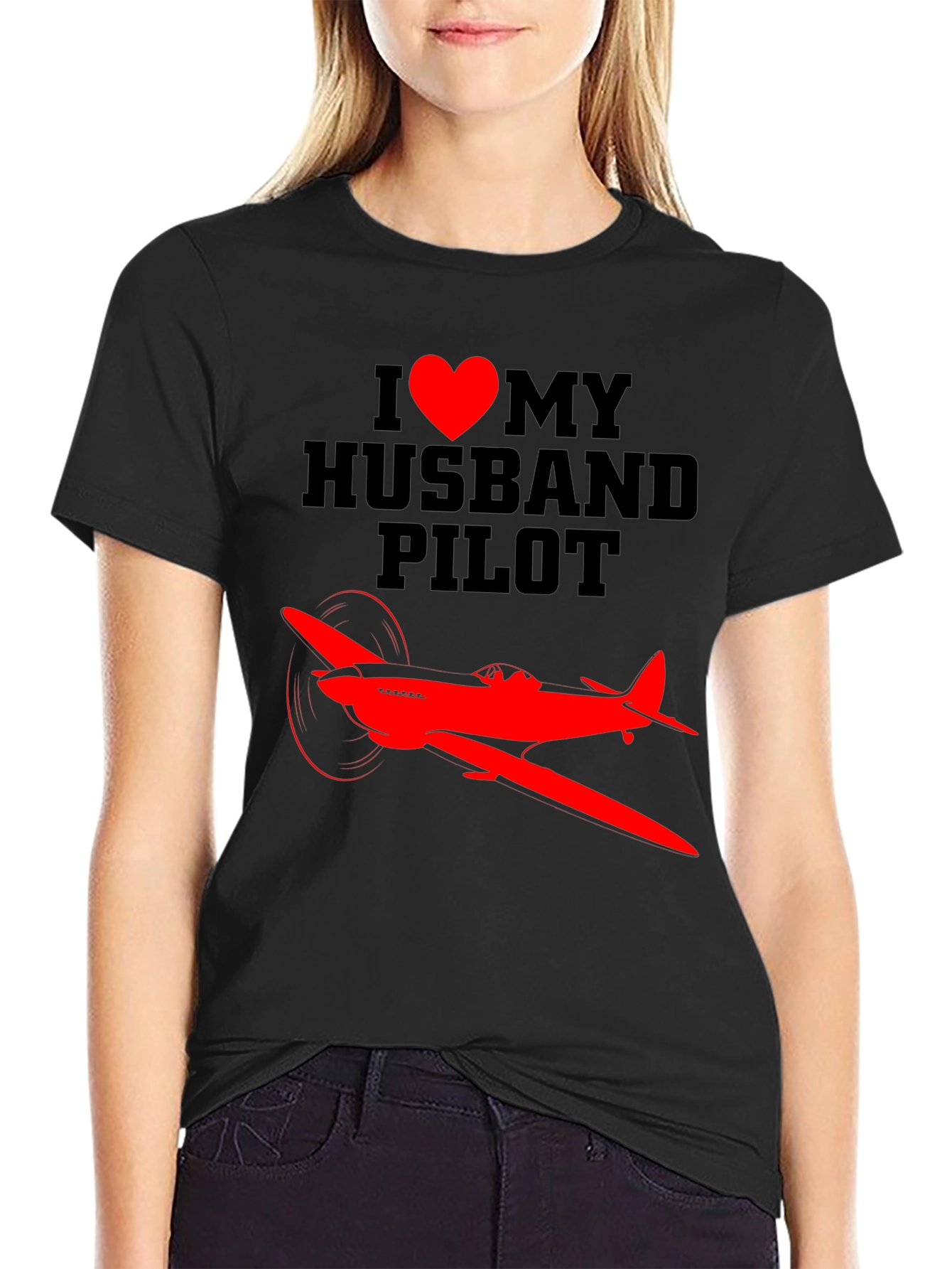 I Heart My Husband Pilot T-Shirt - Airplane Design