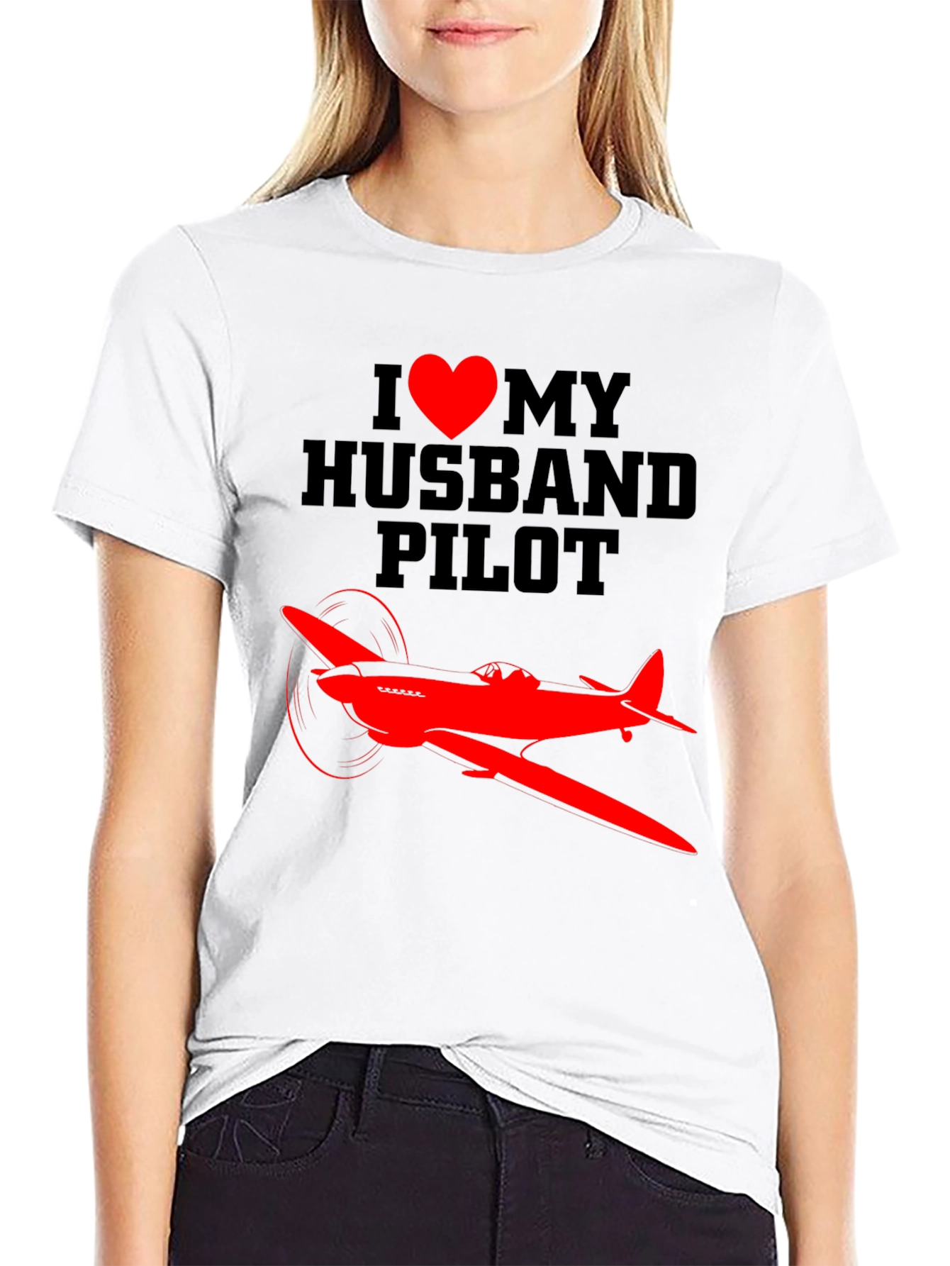 I Heart My Husband Pilot T-Shirt - Airplane Design