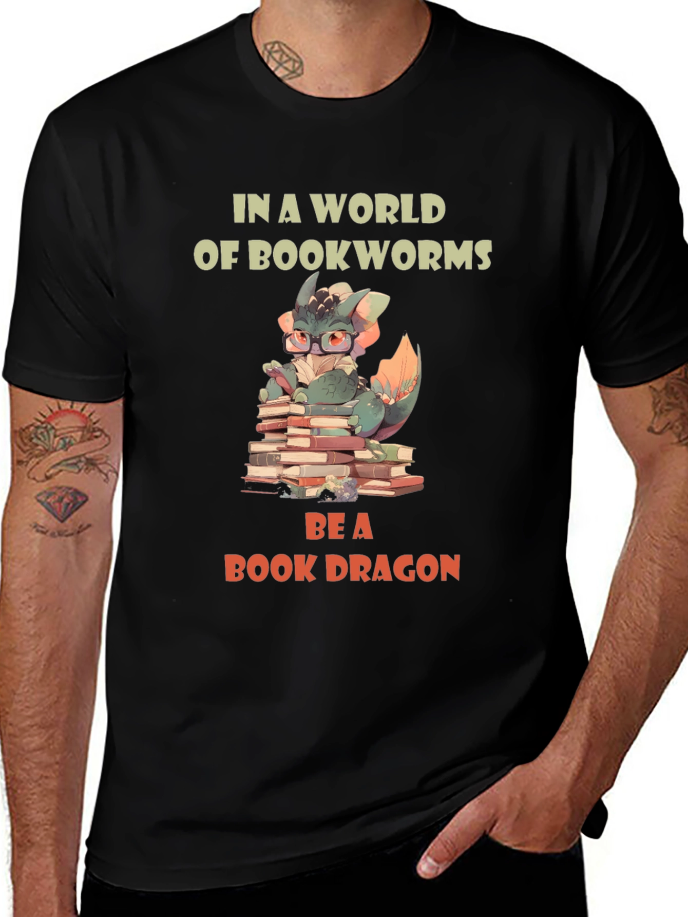 Book Dragon Graphic T-Shirt - Reading Lover Tee