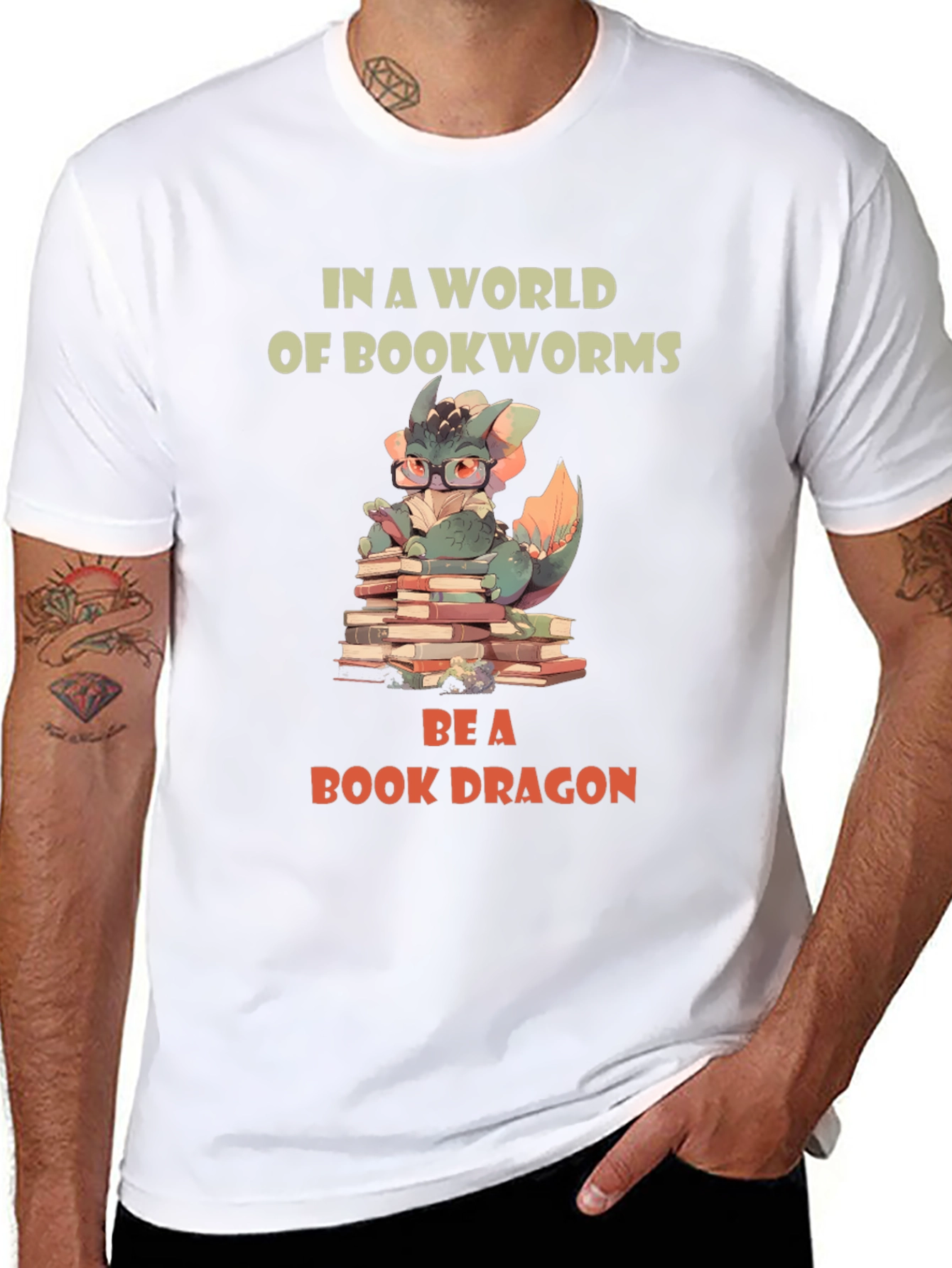 Book Dragon Graphic T-Shirt - Reading Lover Tee