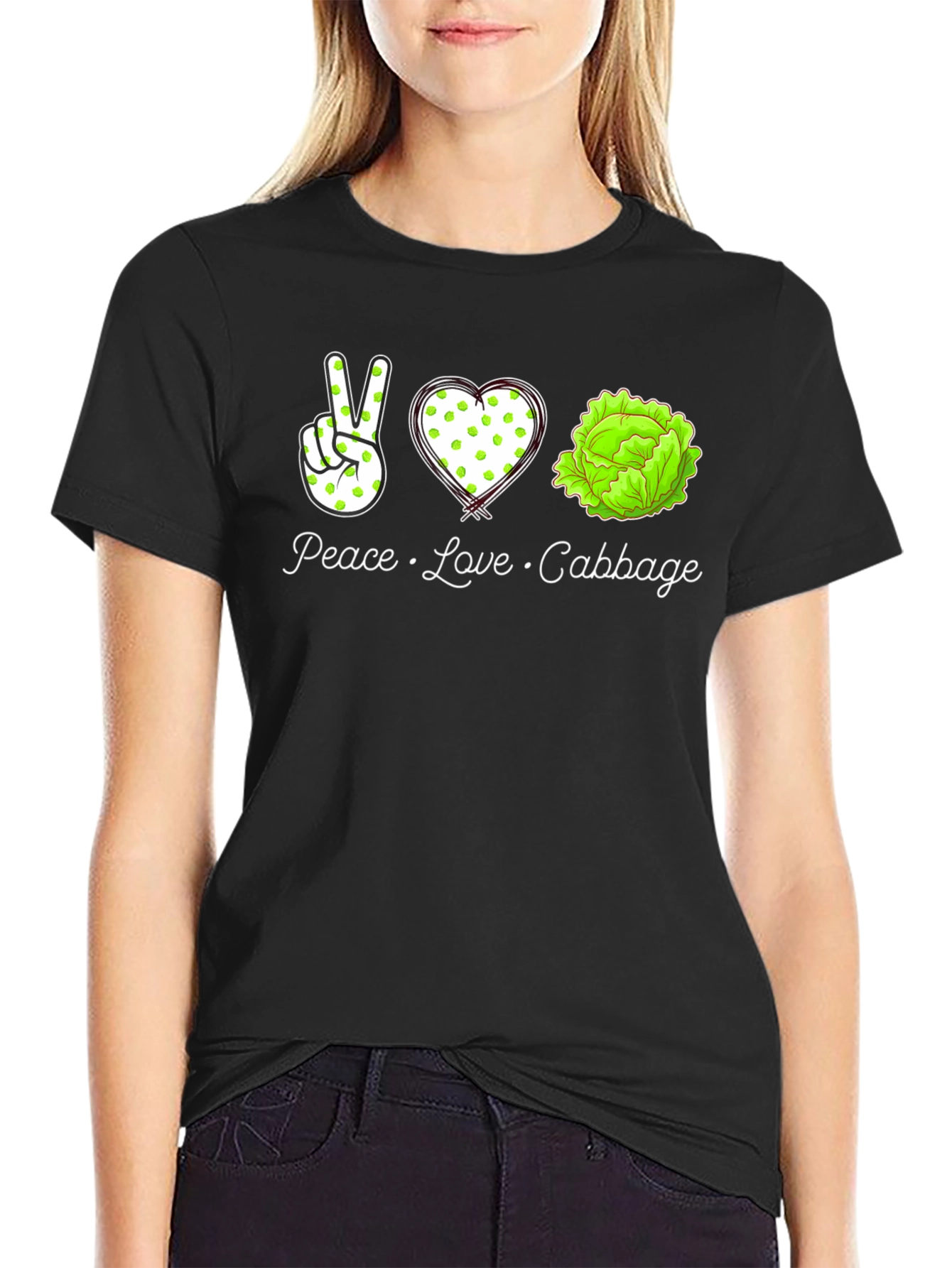 Peace Love Cabbage Graphic T-Shirt
