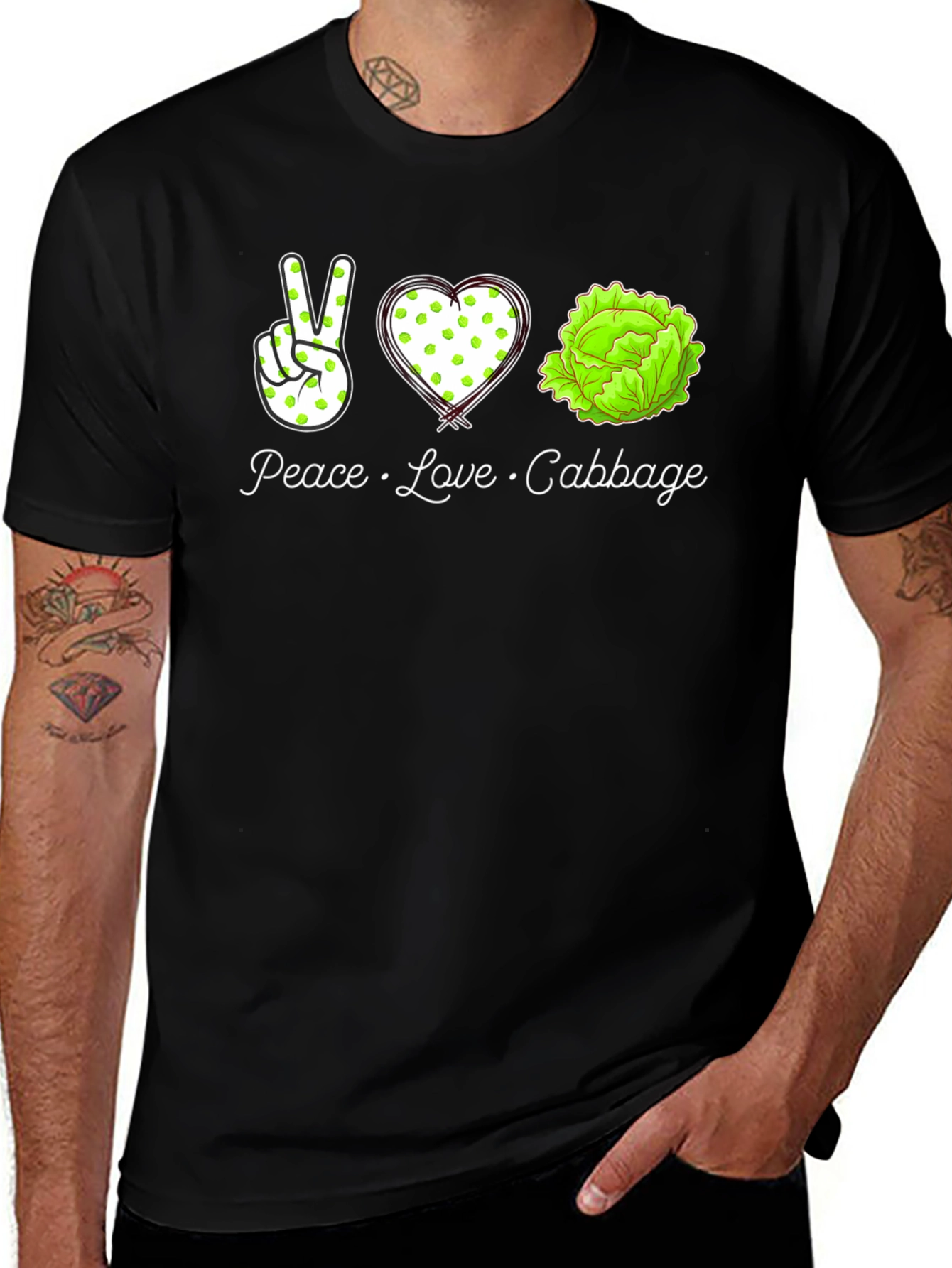 Peace Love Cabbage Graphic T-Shirt