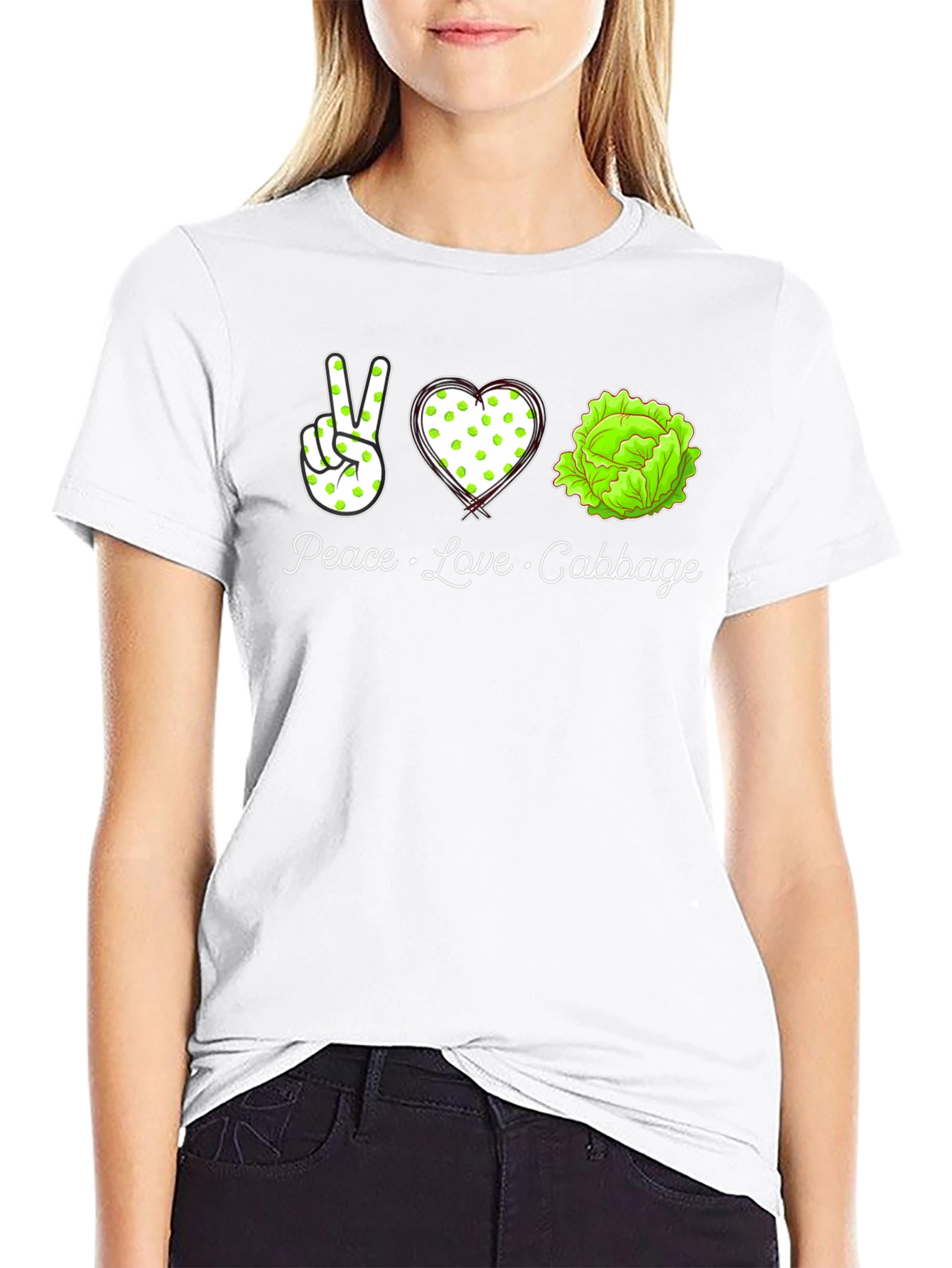 Peace Love Cabbage Graphic T-Shirt