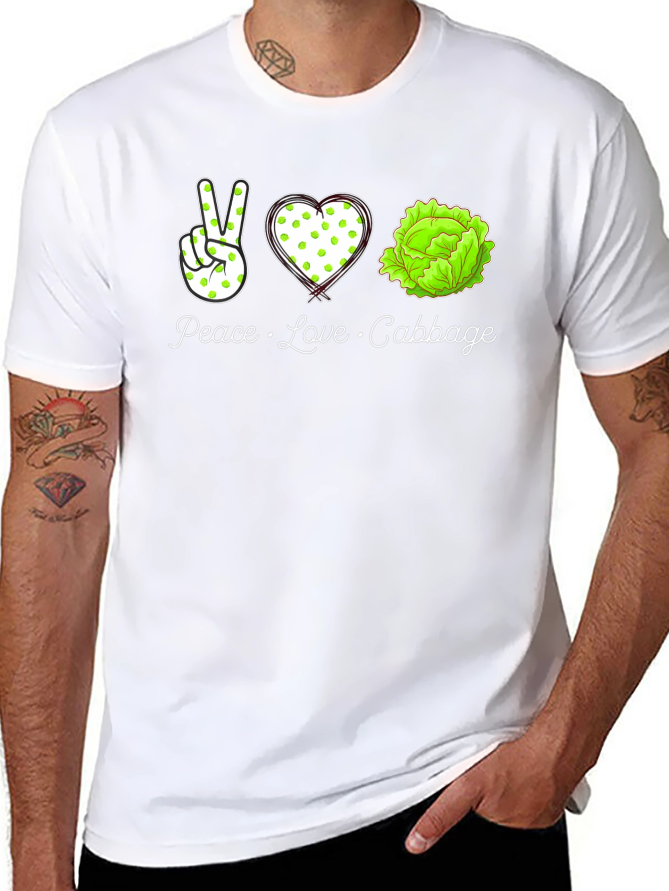 Peace Love Cabbage Graphic T-Shirt