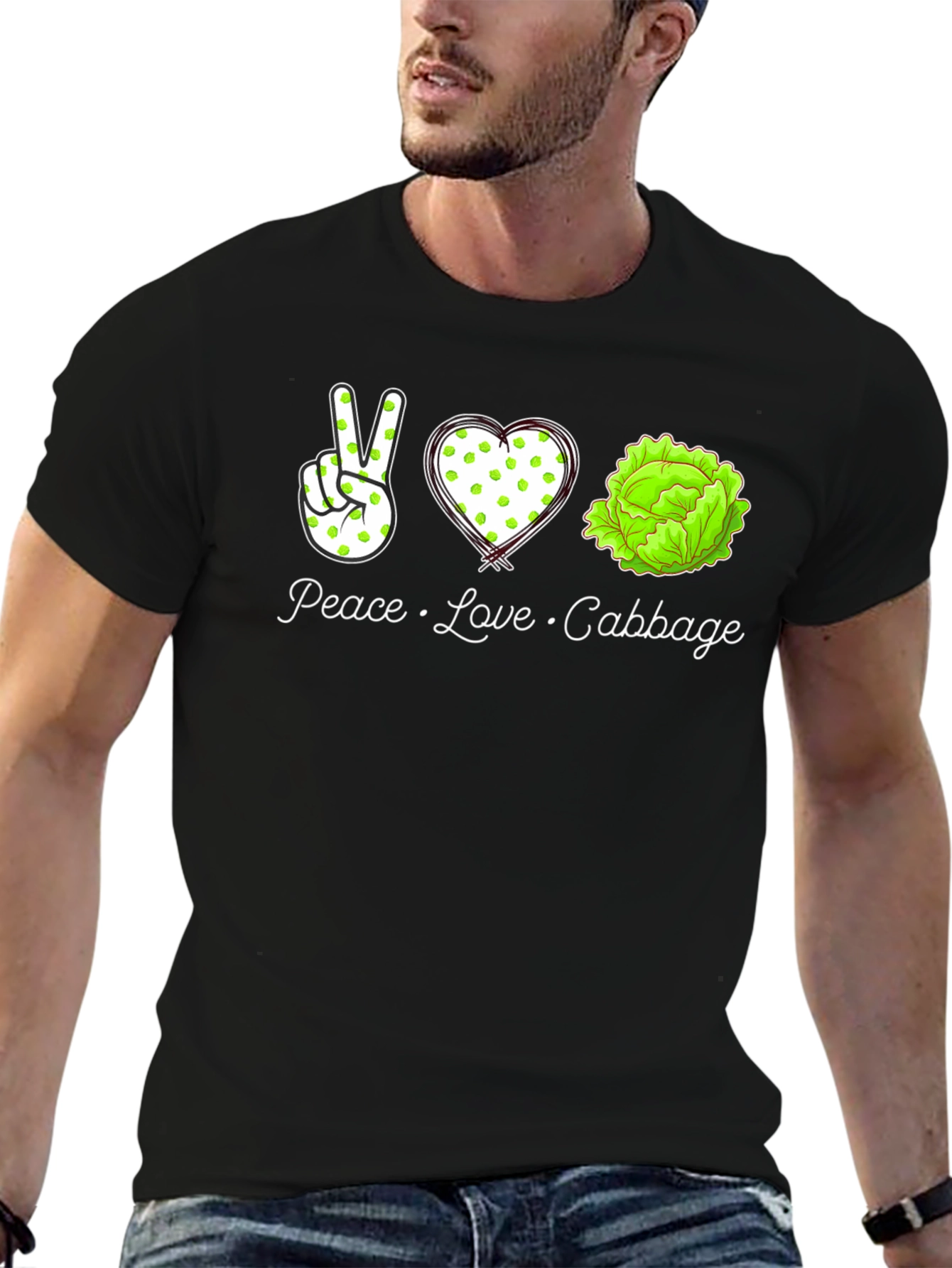 Peace Love Cabbage Graphic T-Shirt