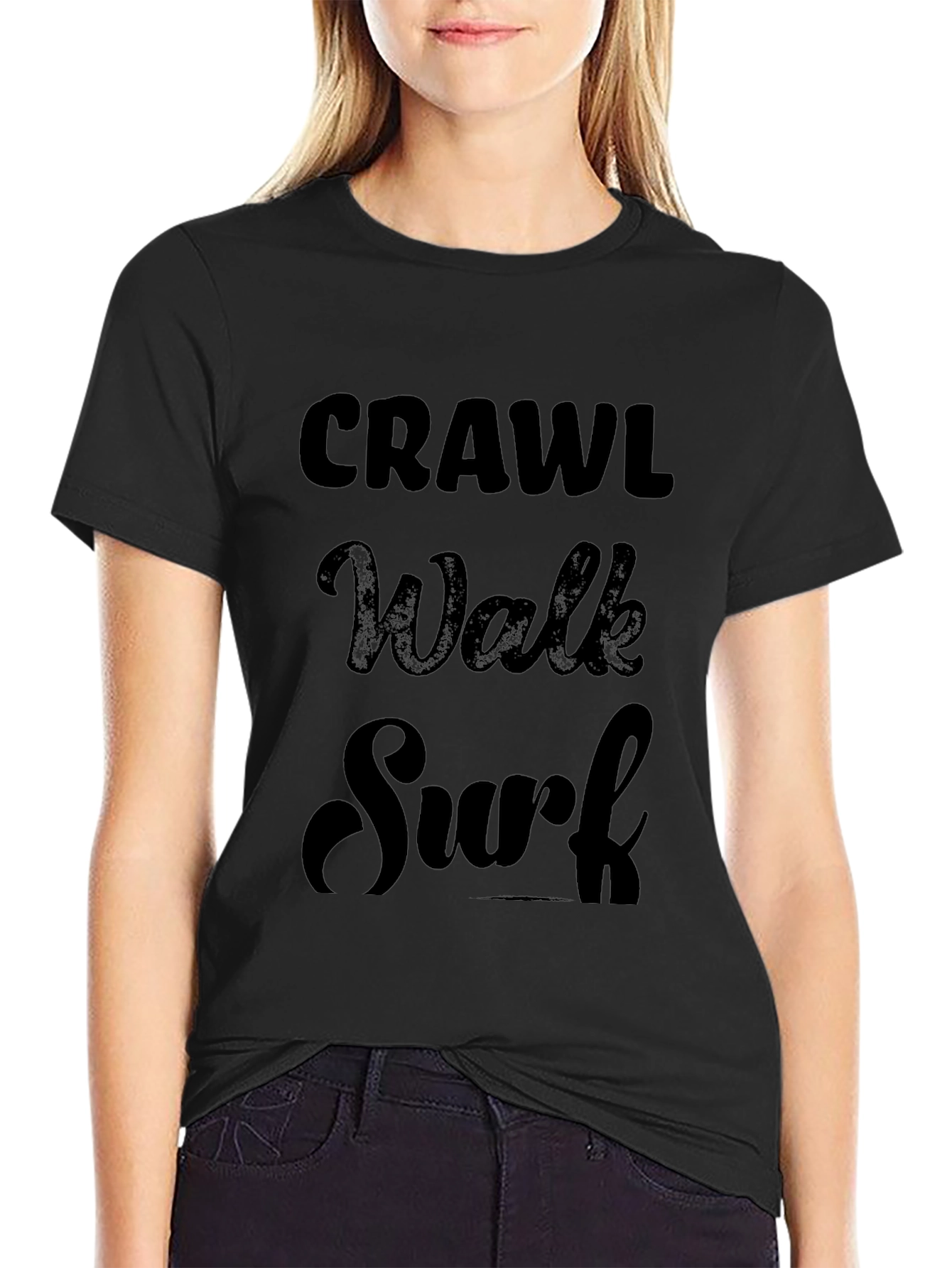 Crawl Walk Surf Black T-Shirt