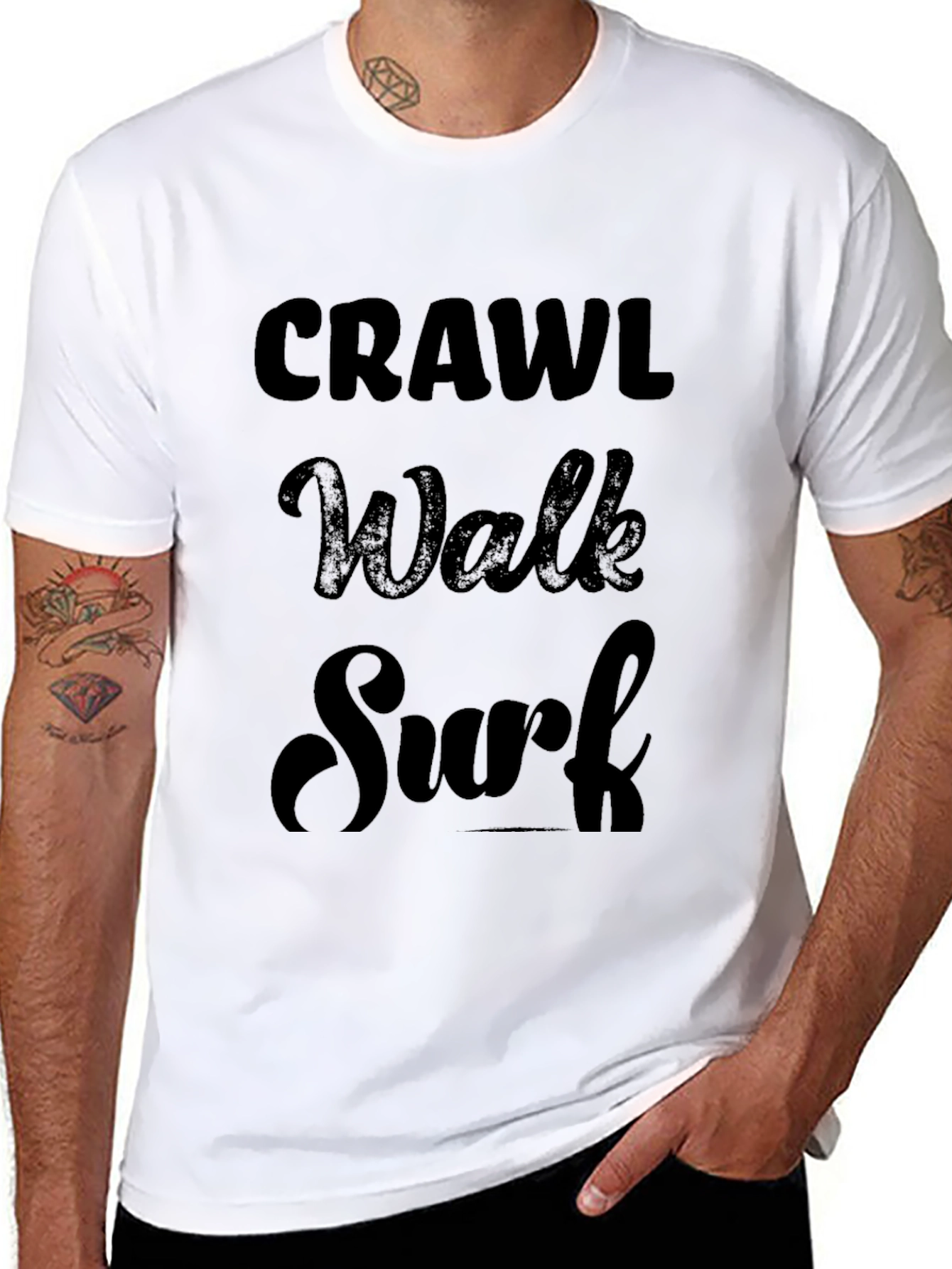 Crawl Walk Surf Black T-Shirt