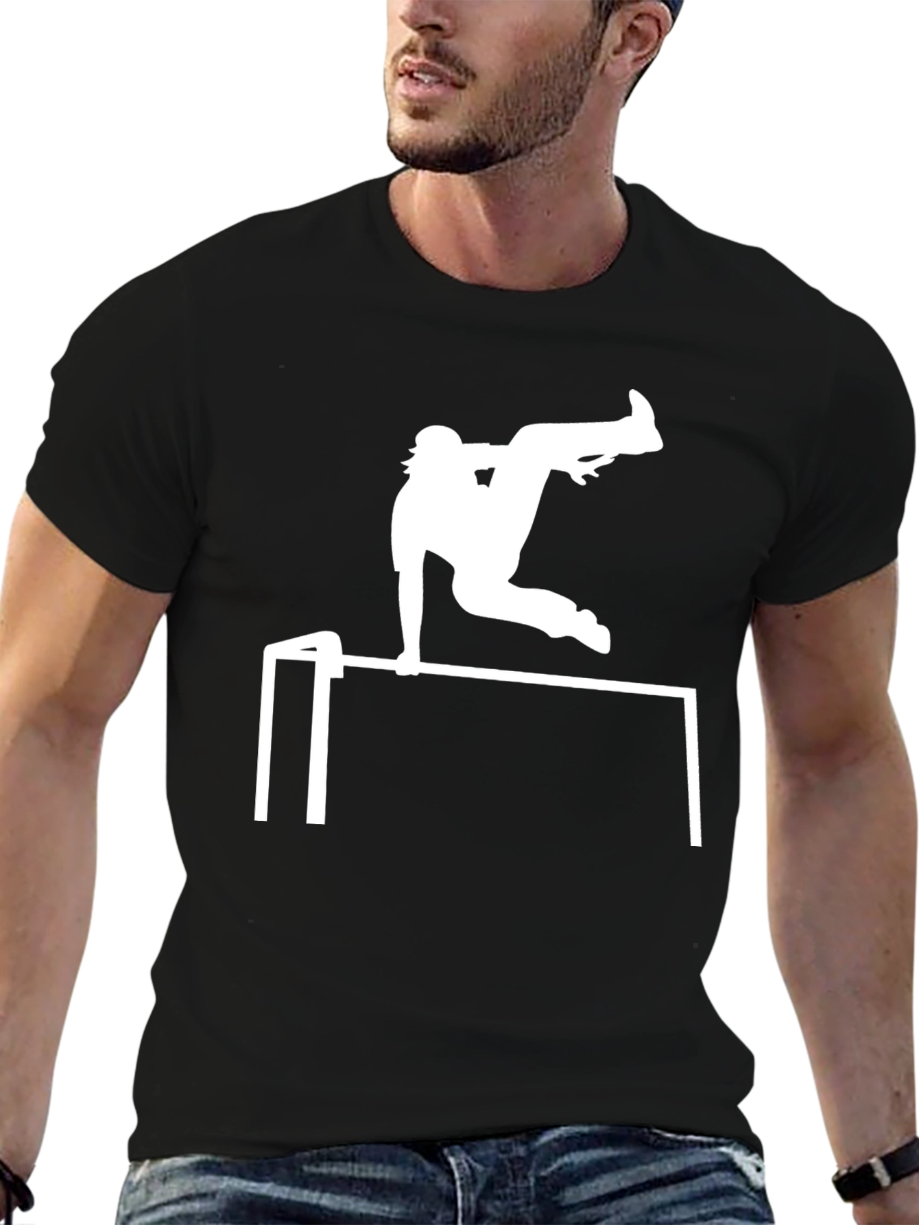 Parkour T-Shirt: Black Tee with White Graphic