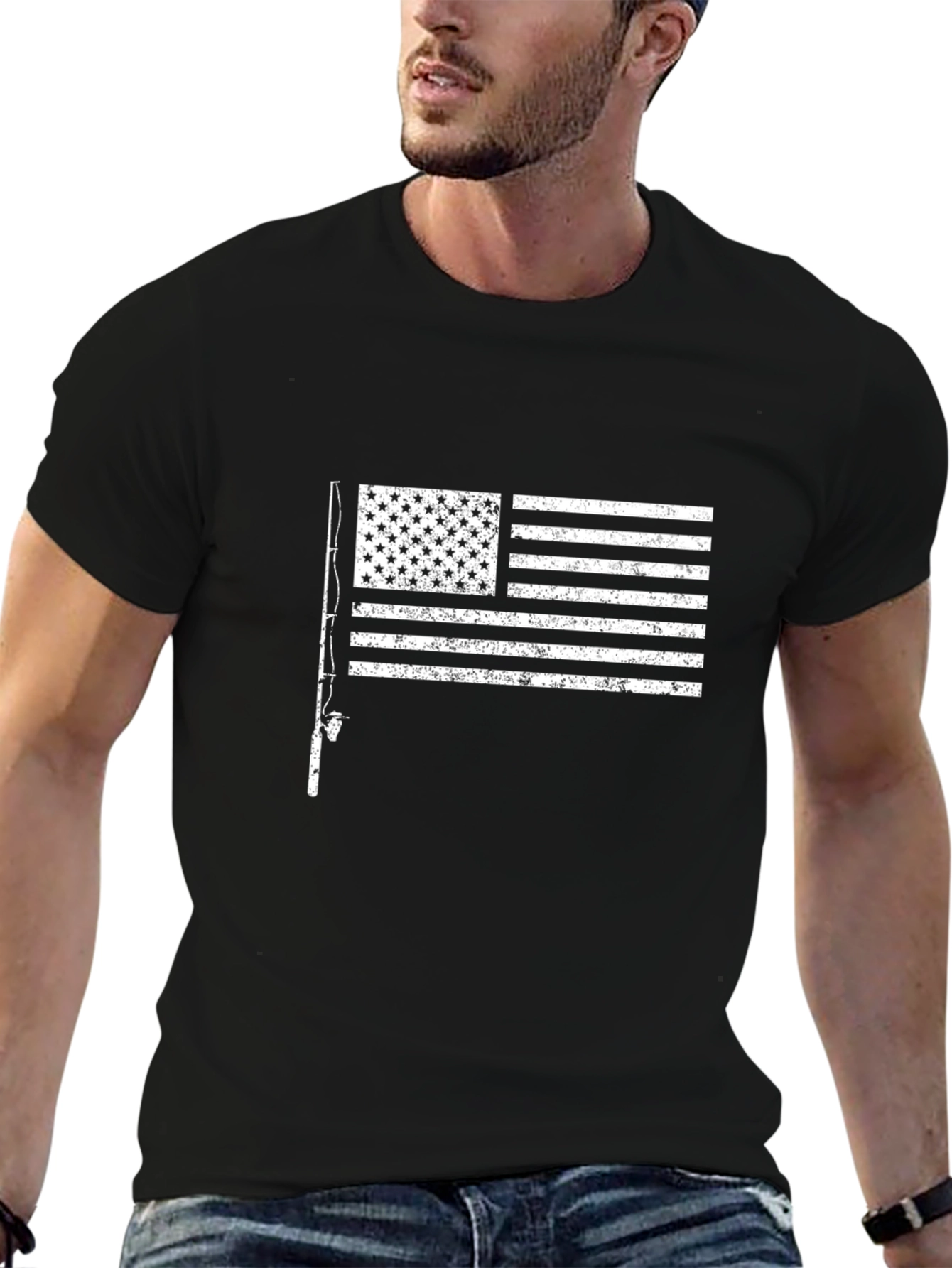 Fishing Flag Graphic T-Shirt - USA Pride