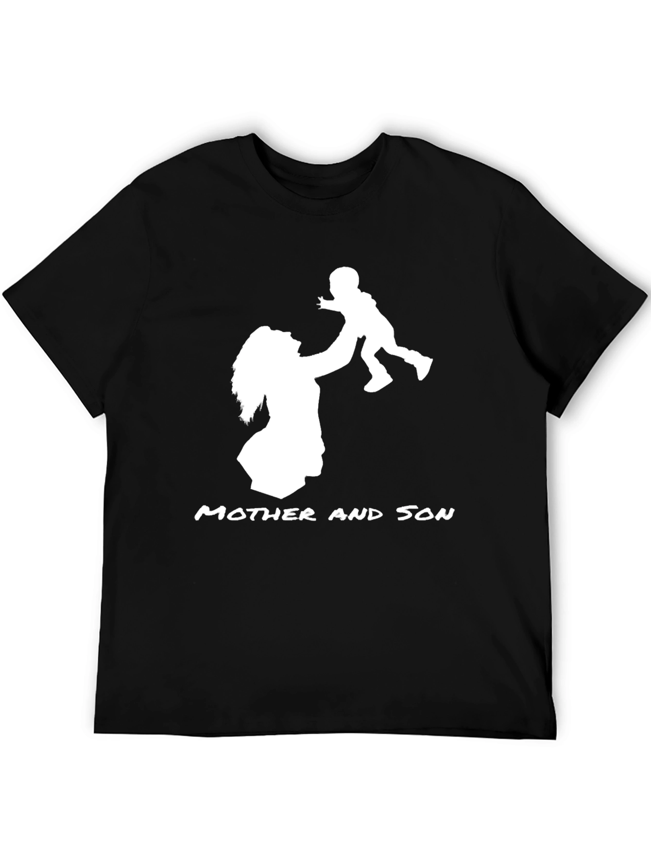 Mother and Son Graphic Print Black T-Shirt