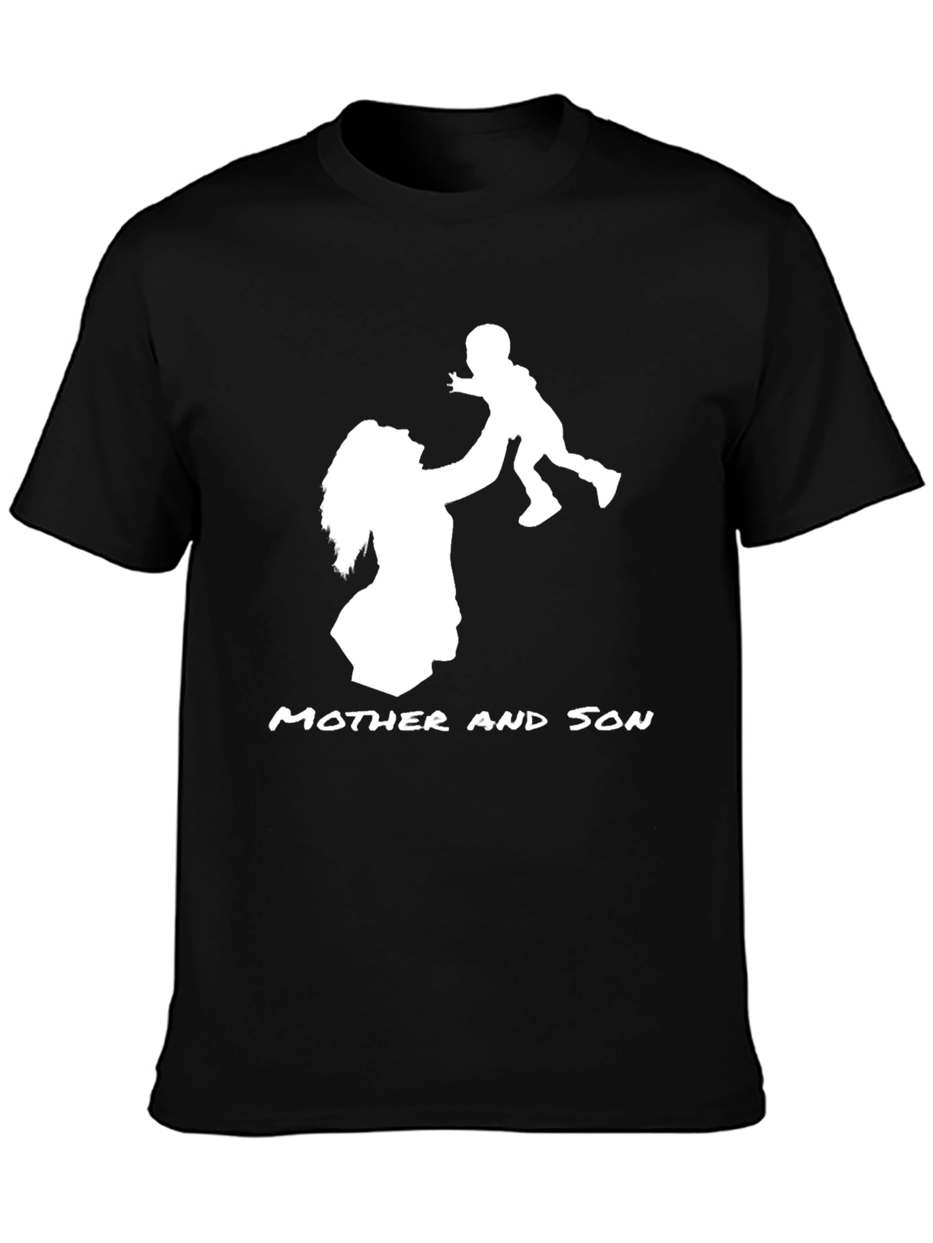 Mother and Son Graphic Print Black T-Shirt