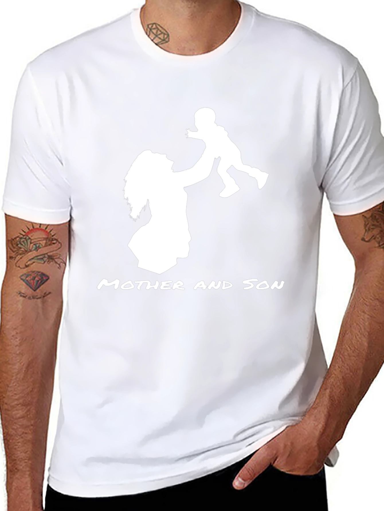 Mother and Son Graphic Print Black T-Shirt