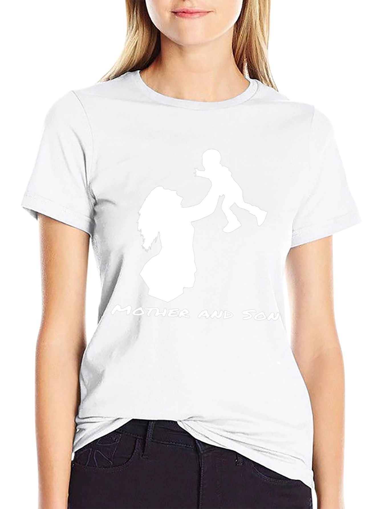 Mother and Son Graphic Print Black T-Shirt