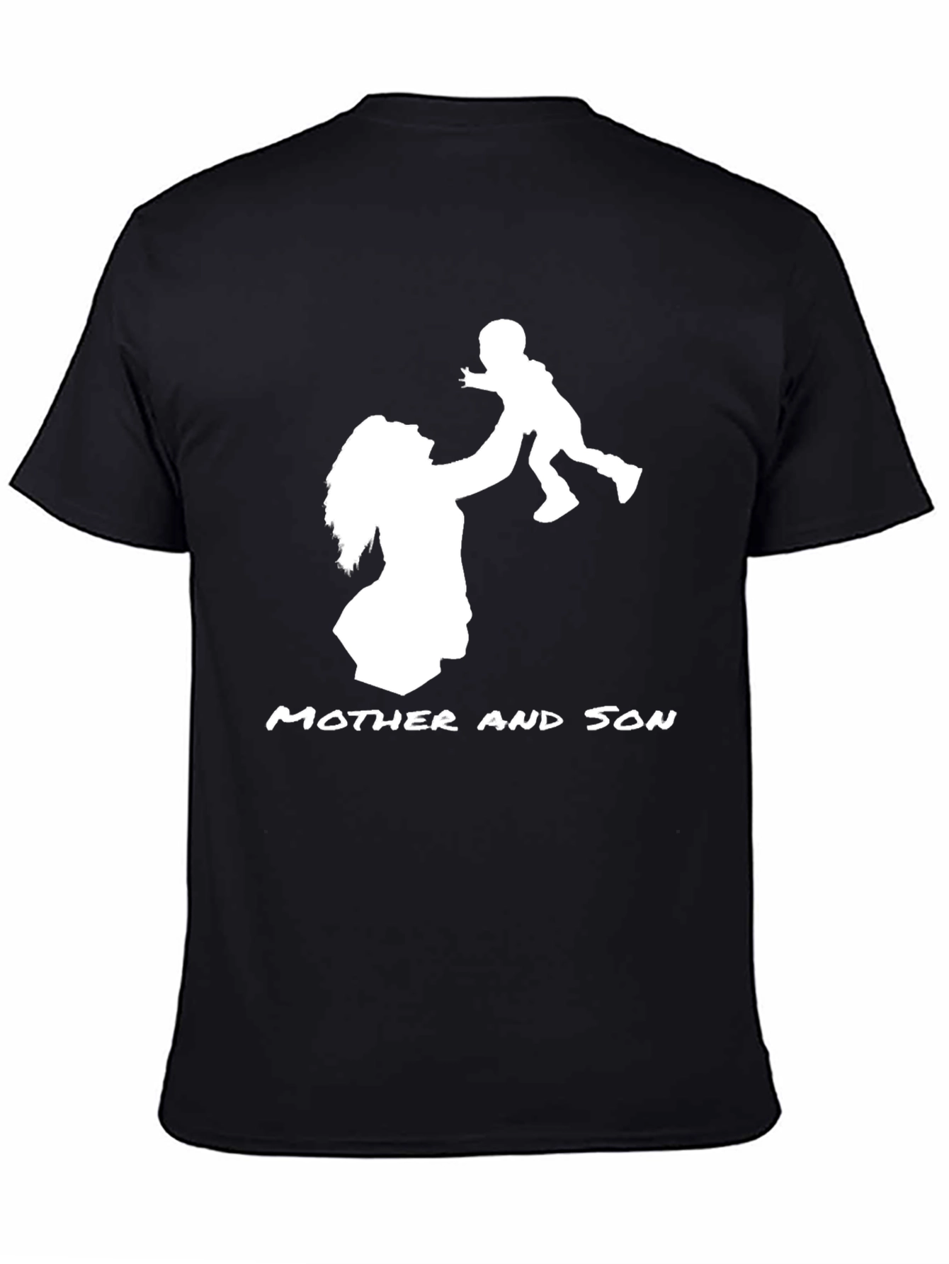 Mother and Son Graphic Print Black T-Shirt