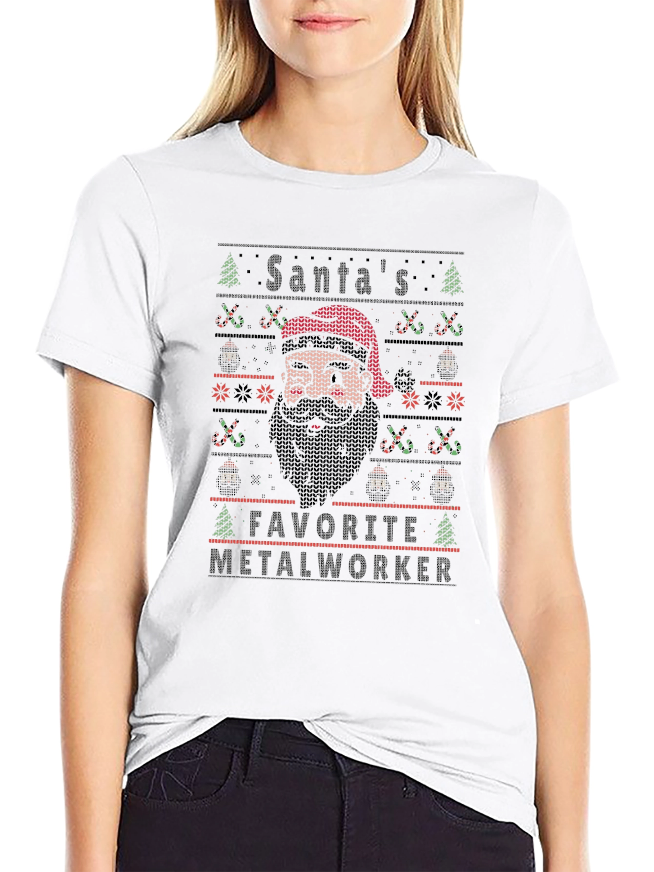 Santas Favorite Metalworker Ugly Christmas T-Shirt