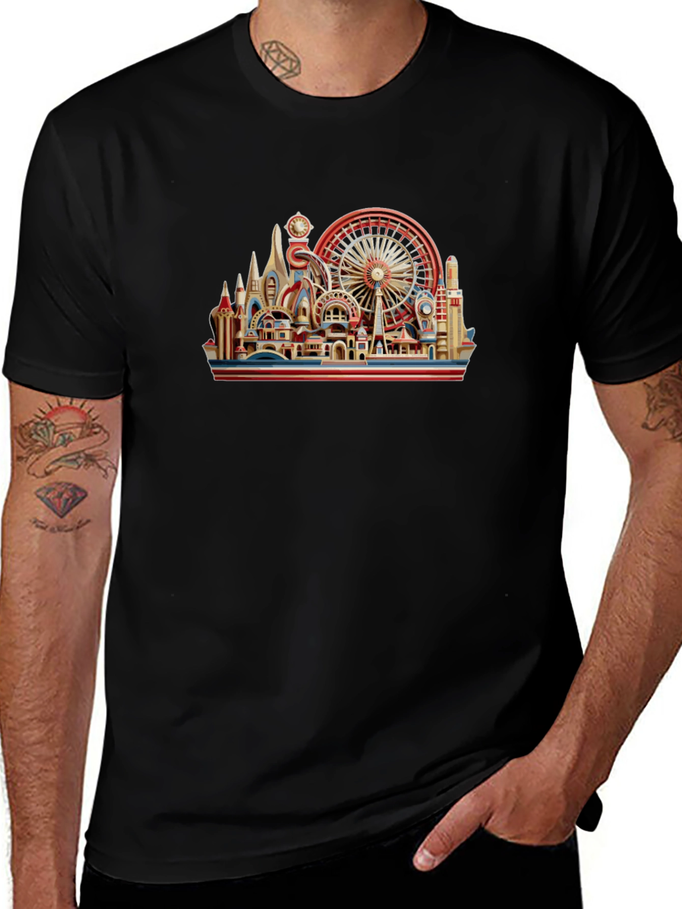 Architectural Landmark Graphic Black T-Shirt