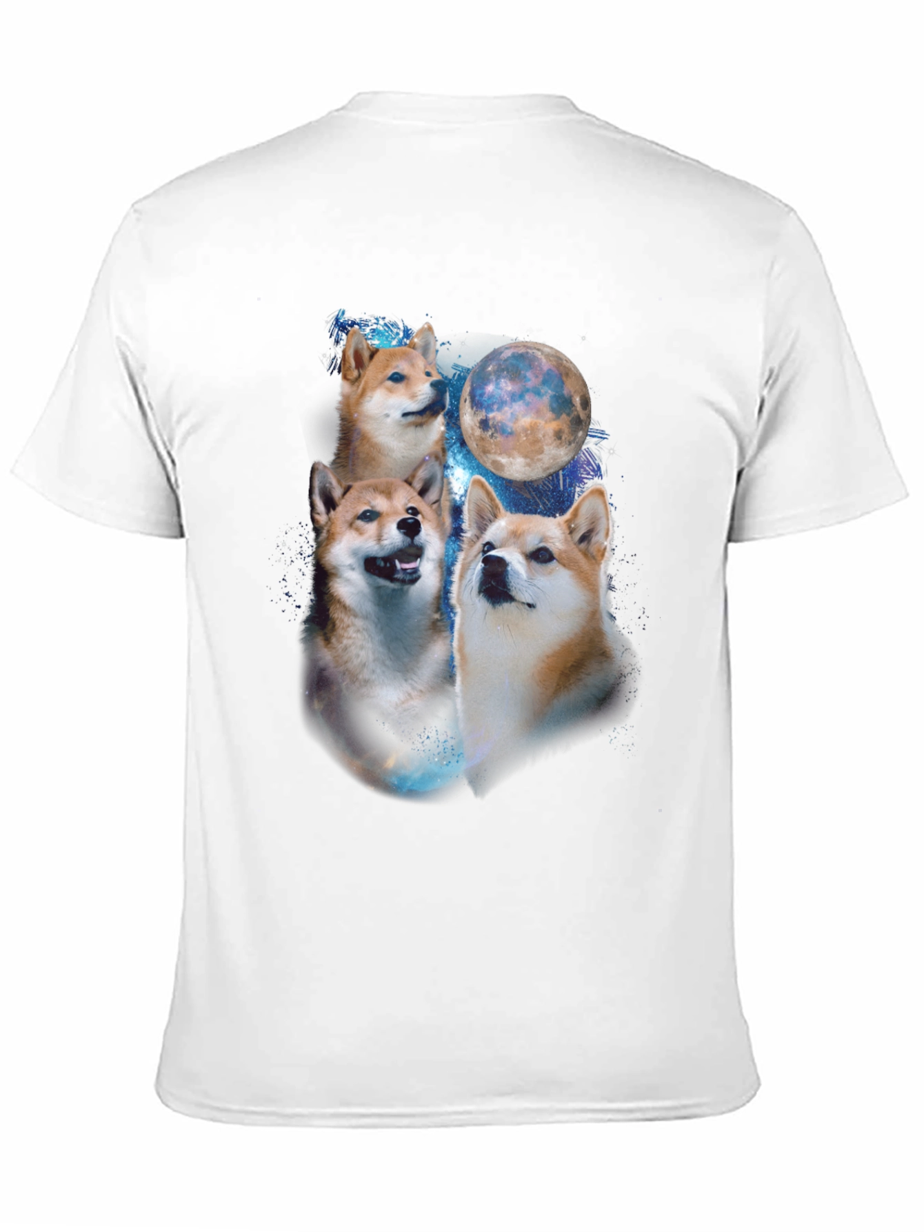 Shiba Inu Dog Moon Graphic Black T-Shirt
