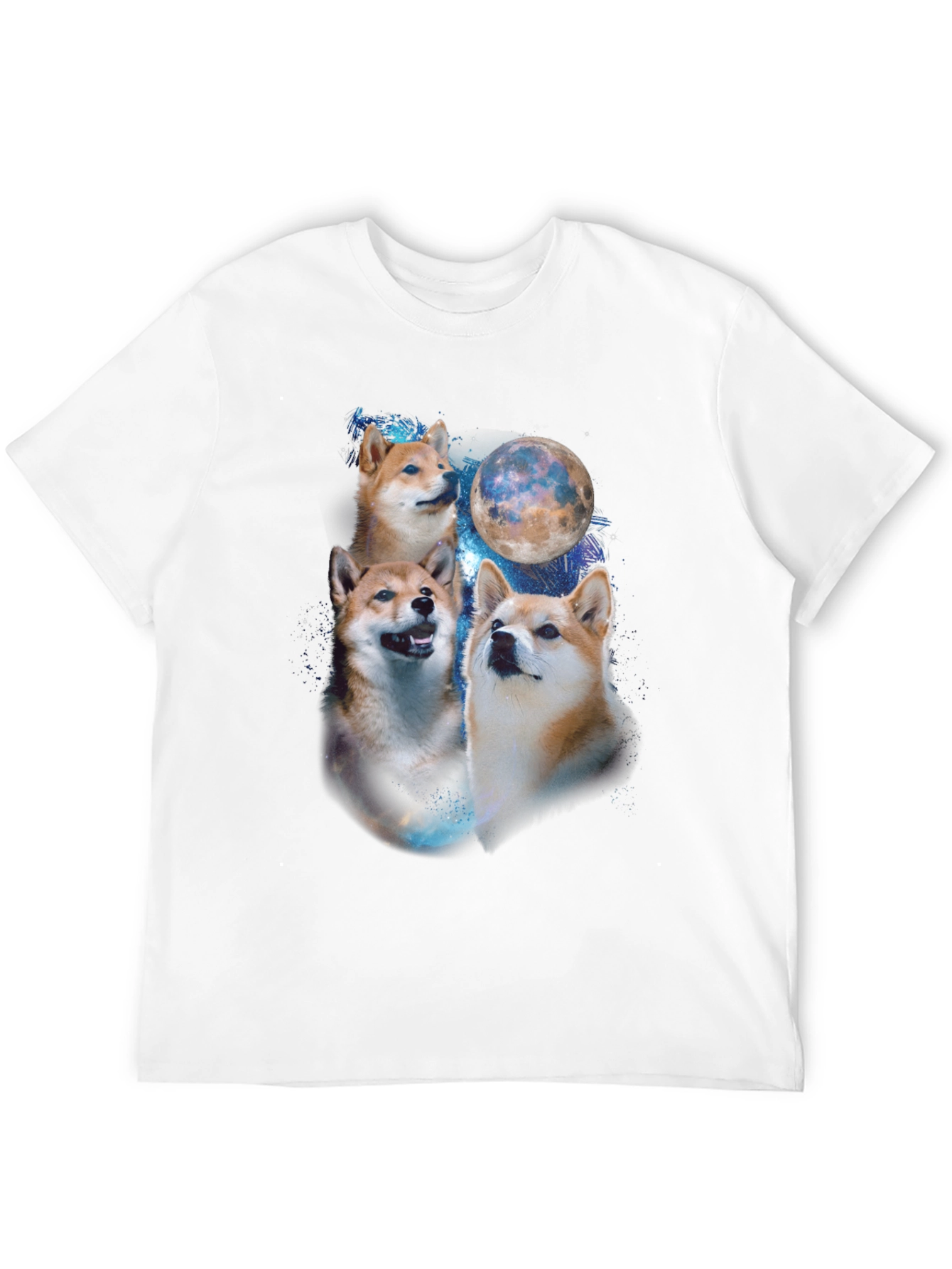 Shiba Inu Dog Moon Graphic Black T-Shirt