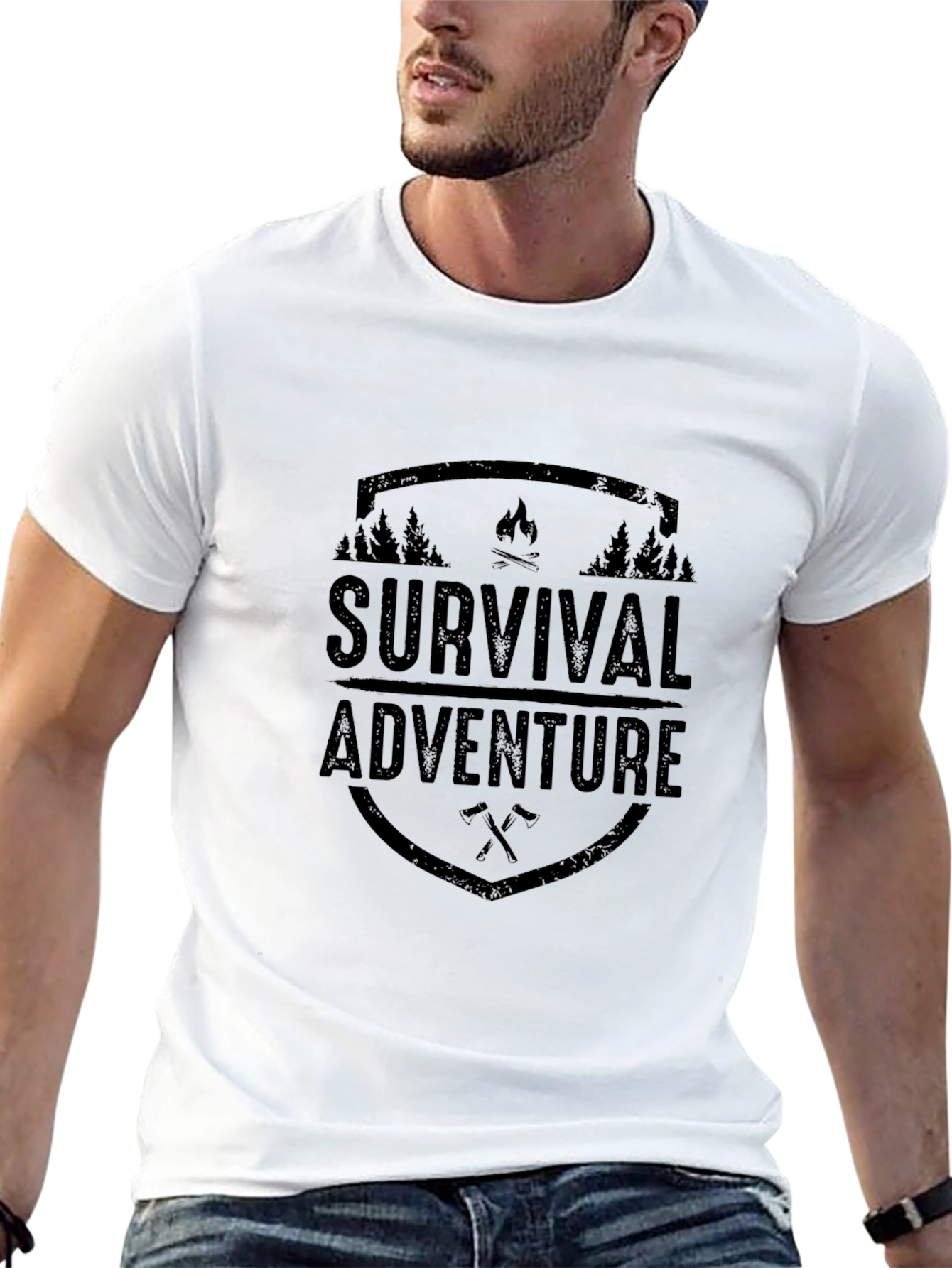 Survival Adventure Black Graphic T-Shirt