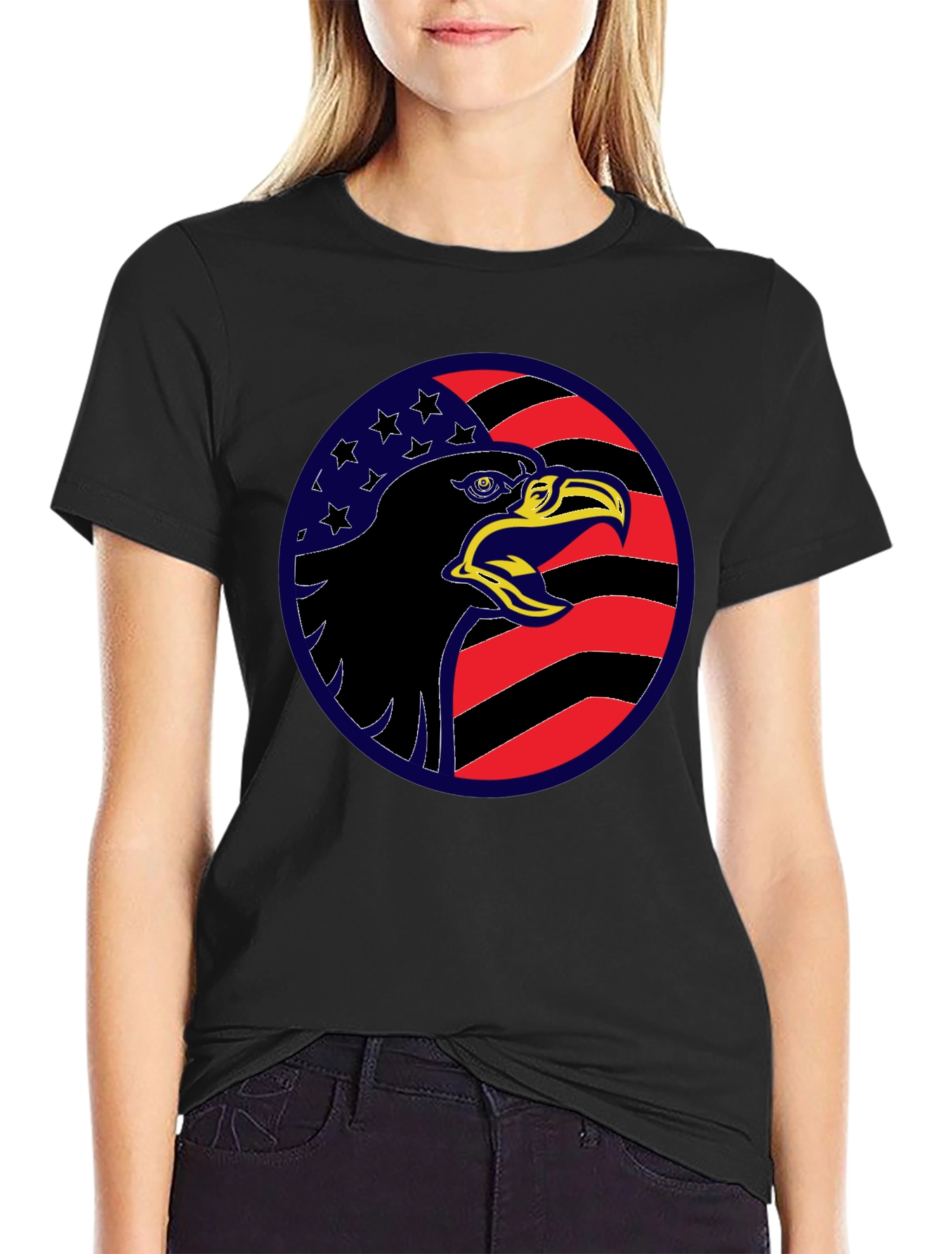 Eagle USA Flag Graphic Black T-Shirt