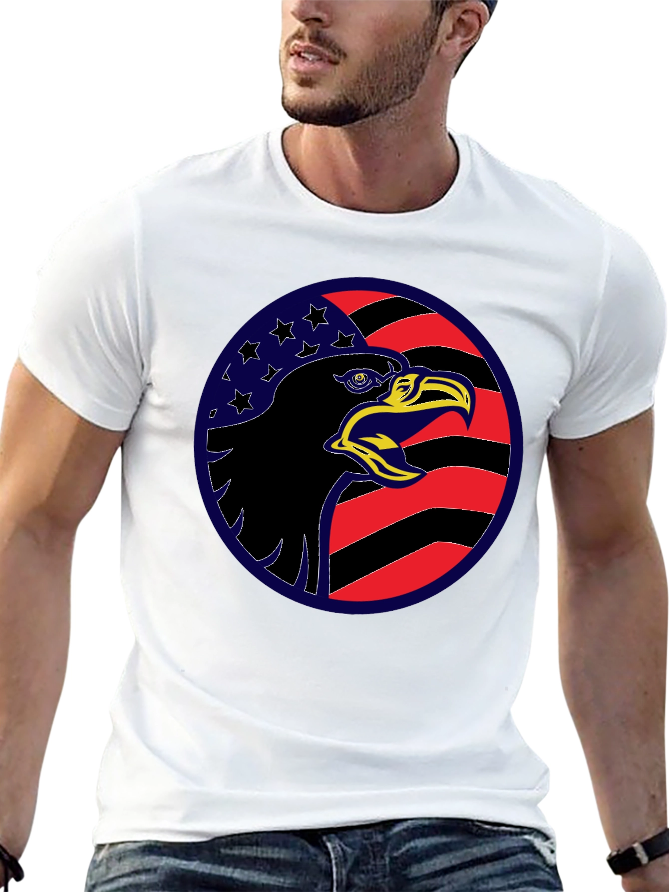 Eagle USA Flag Graphic Black T-Shirt
