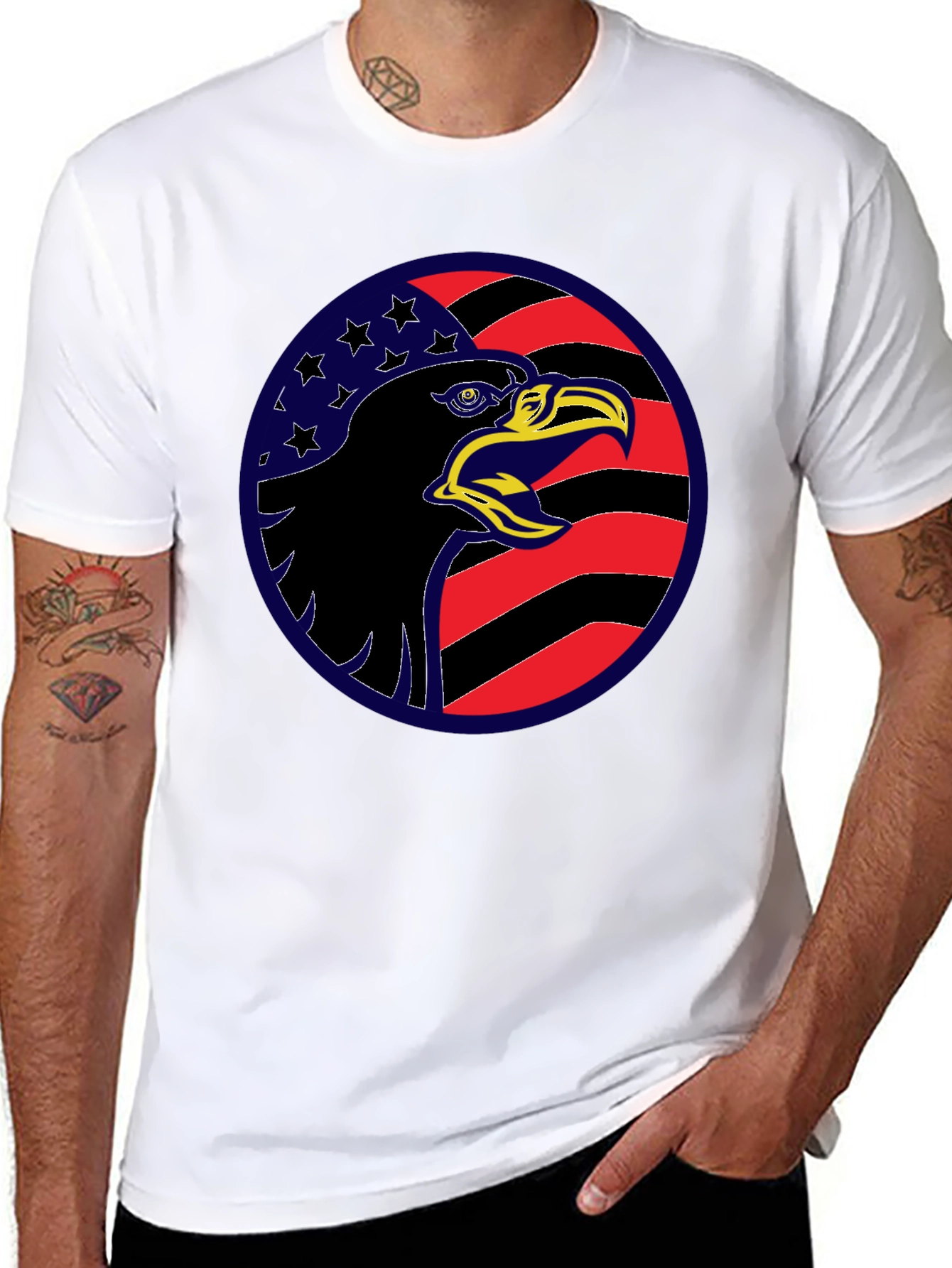 Eagle USA Flag Graphic Black T-Shirt