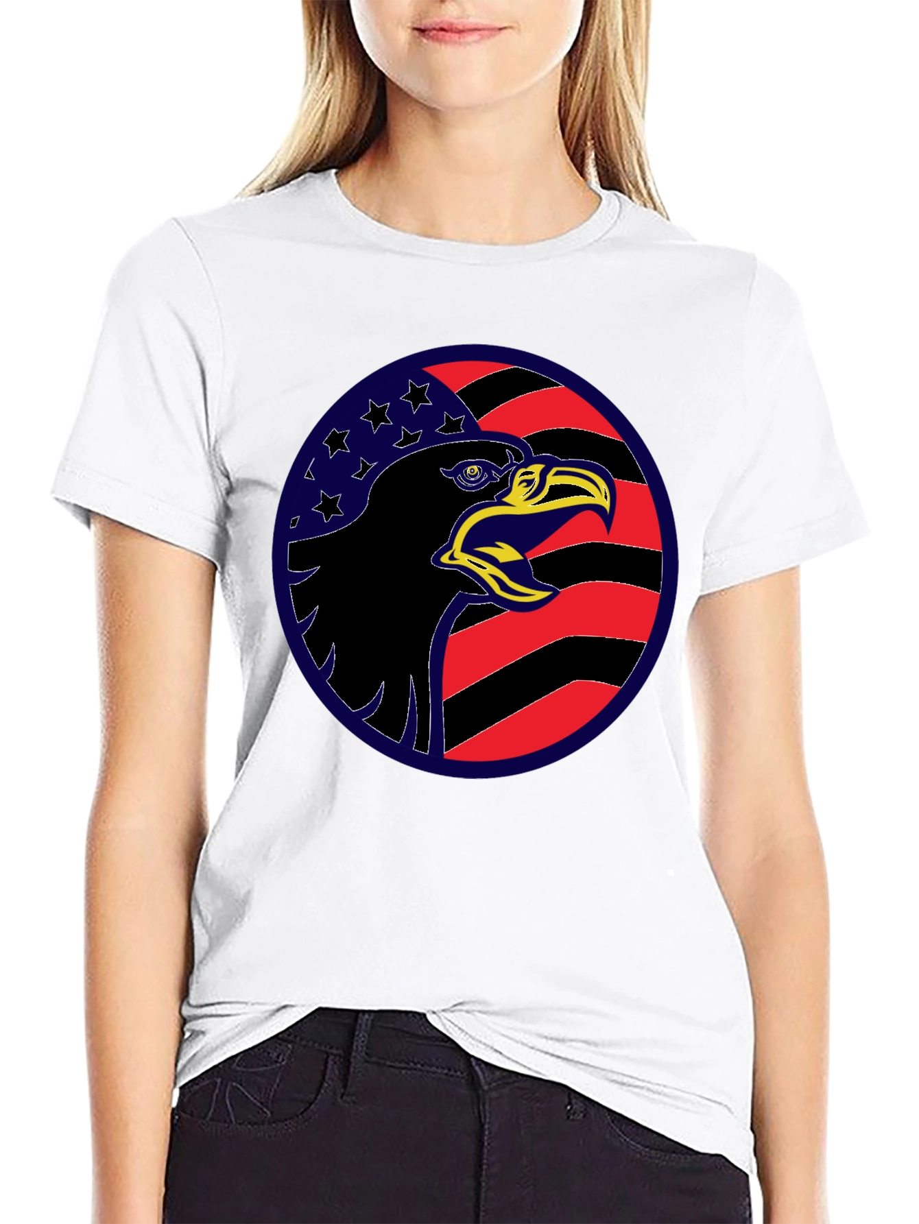 Eagle USA Flag Graphic Black T-Shirt