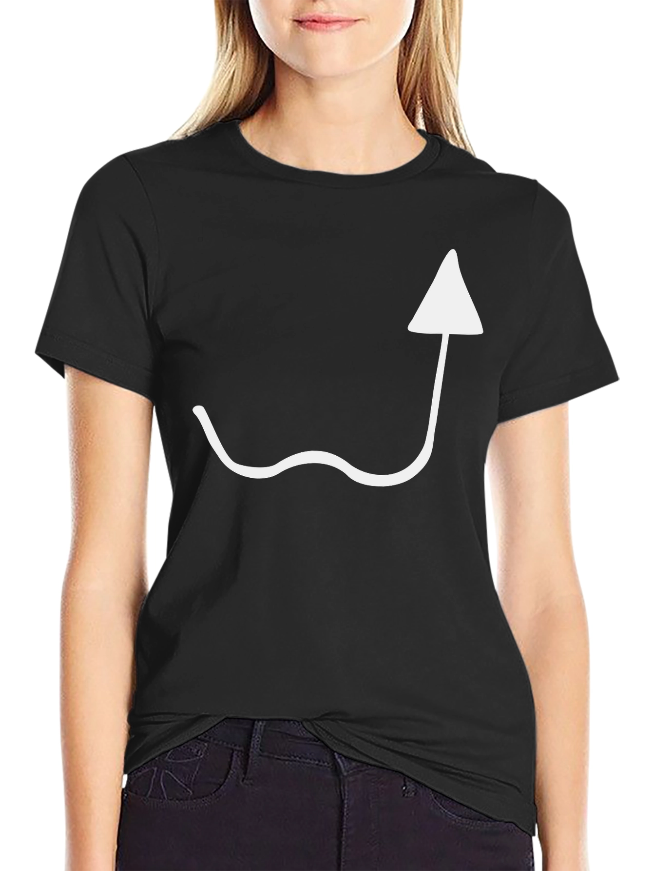 Black T-Shirt with White Arrow Design