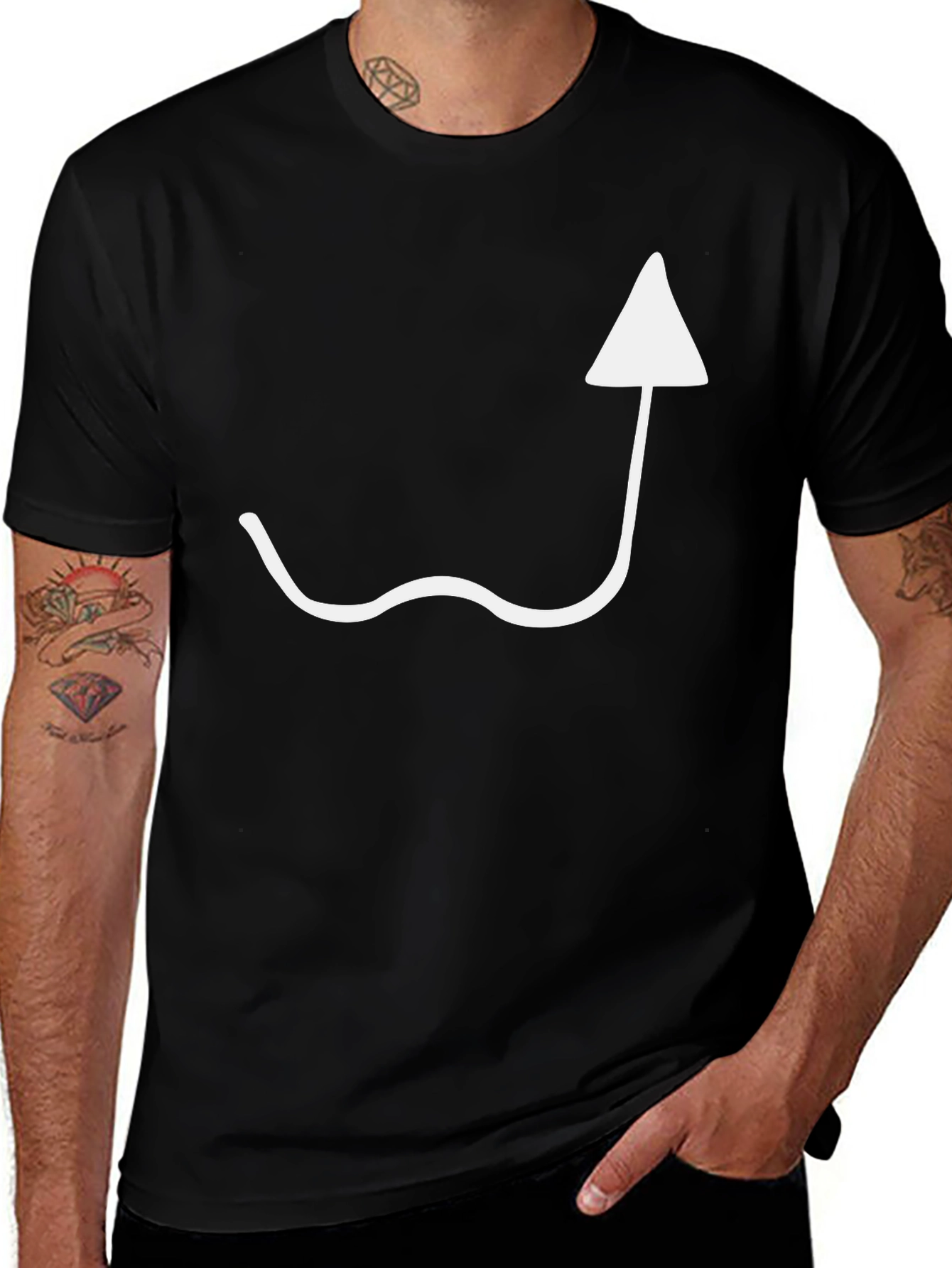 Black T-Shirt with White Arrow Design