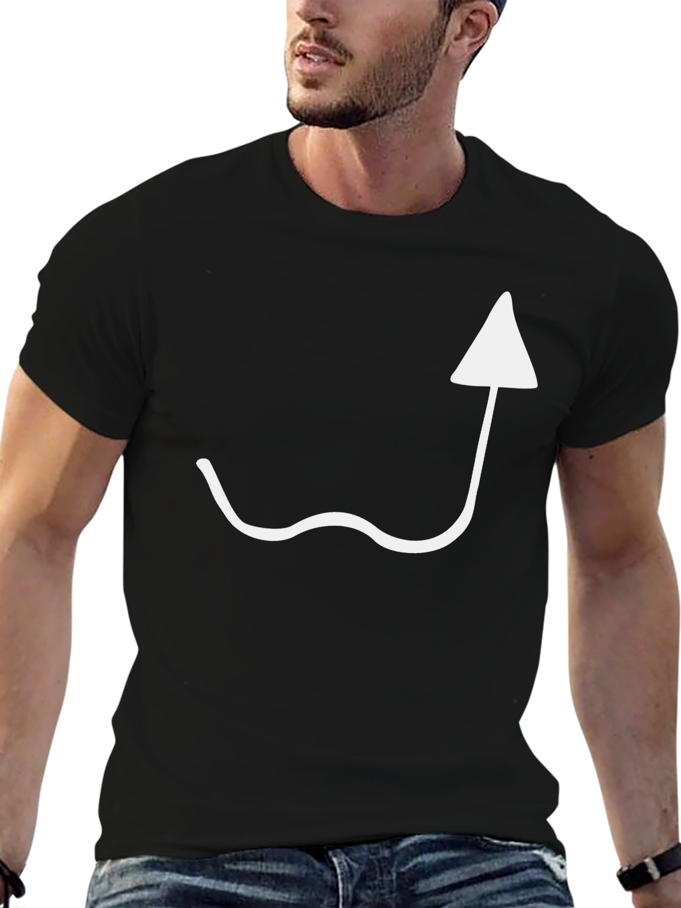Black T-Shirt with White Arrow Design