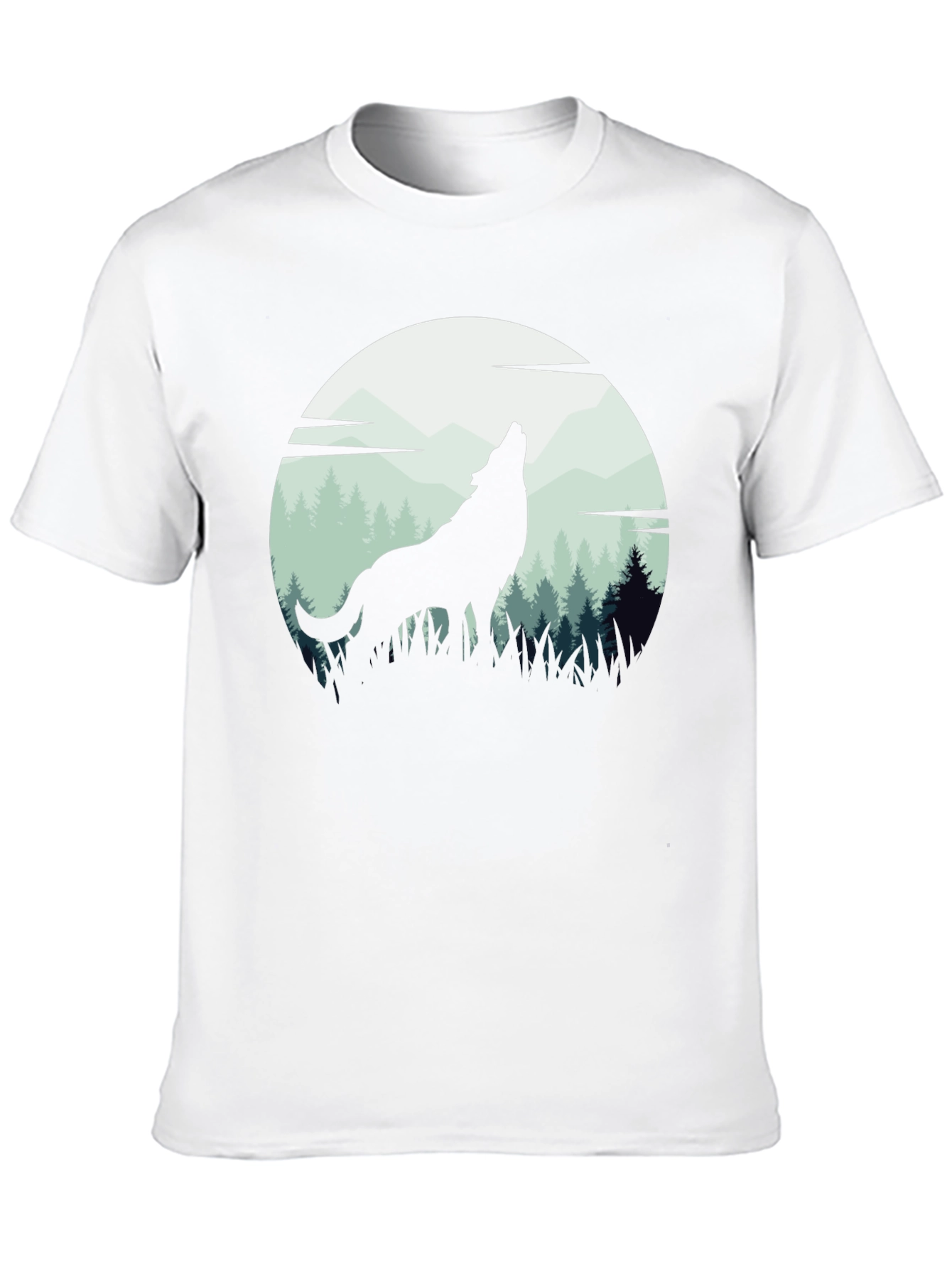 Wolf Howling at Moon T-Shirt - Black