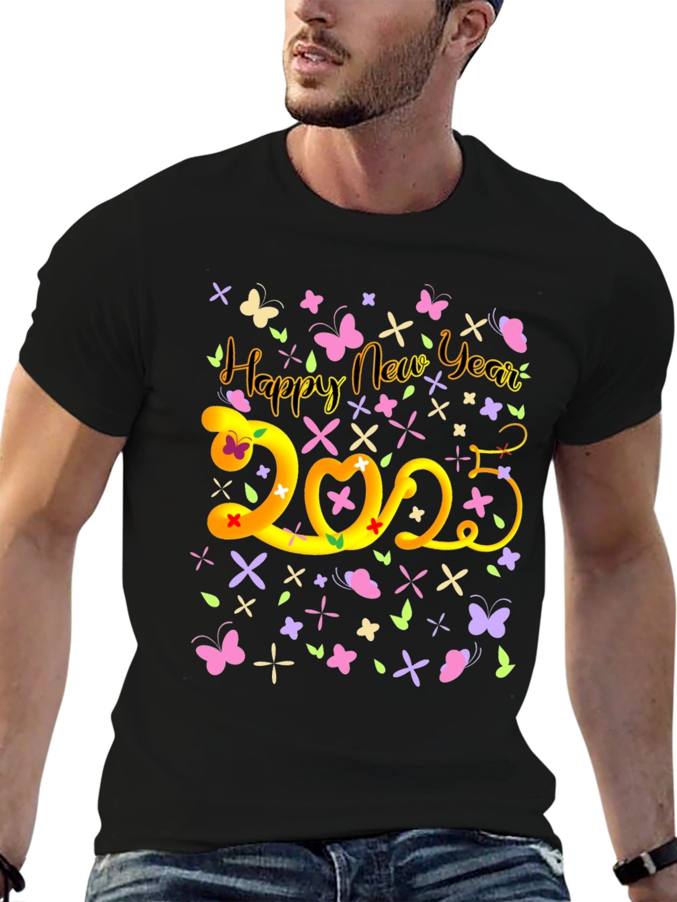 Happy New Year 2023 T-Shirt Butterfly Graphic Tee
