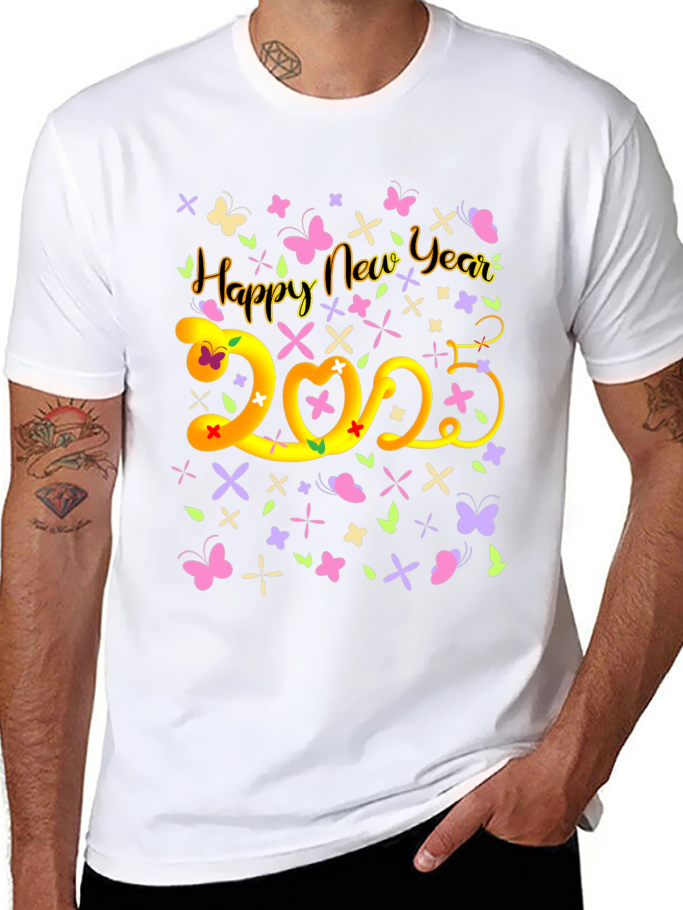 Happy New Year 2023 T-Shirt Butterfly Graphic Tee