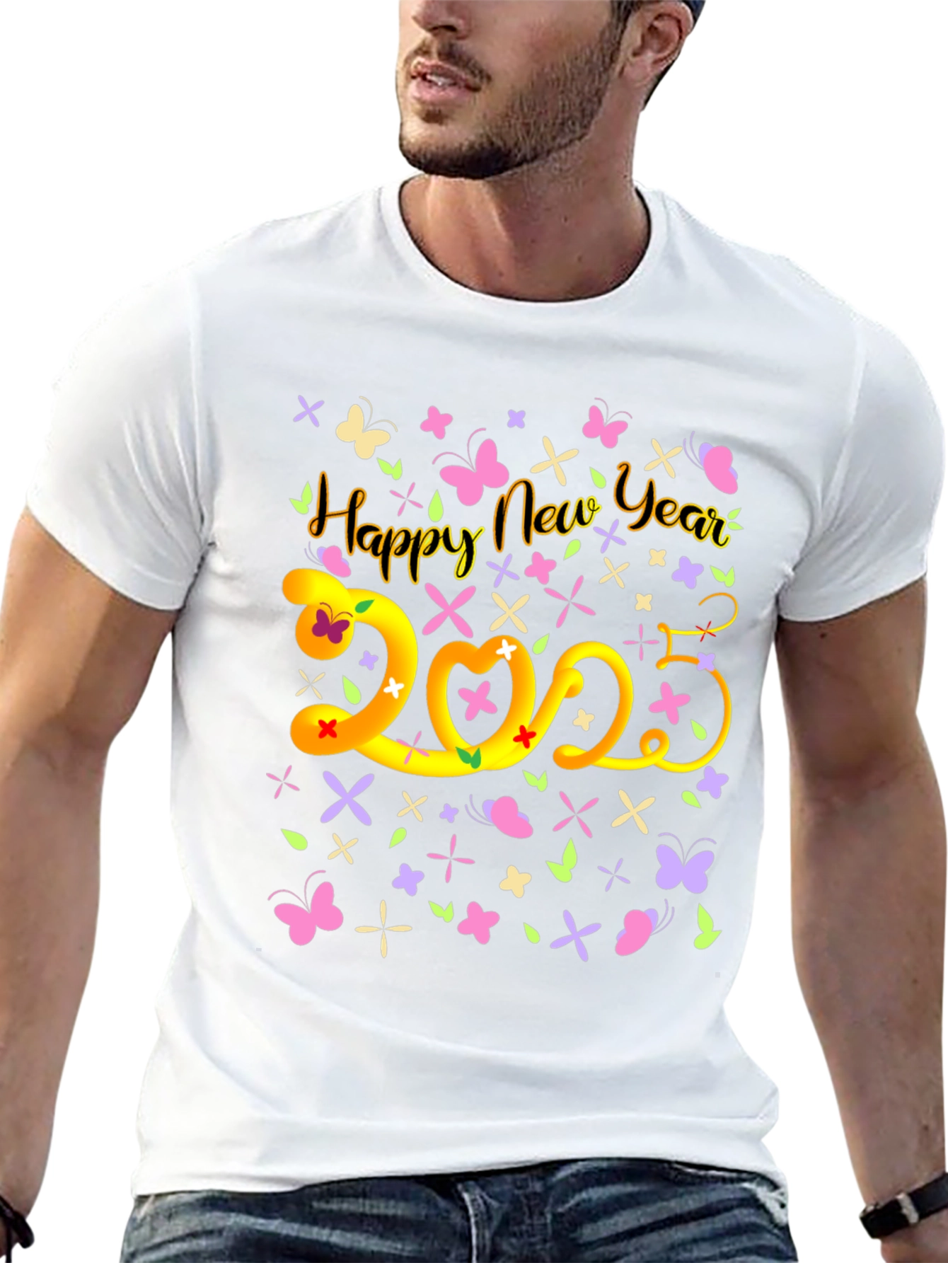 Happy New Year 2023 T-Shirt Butterfly Graphic Tee