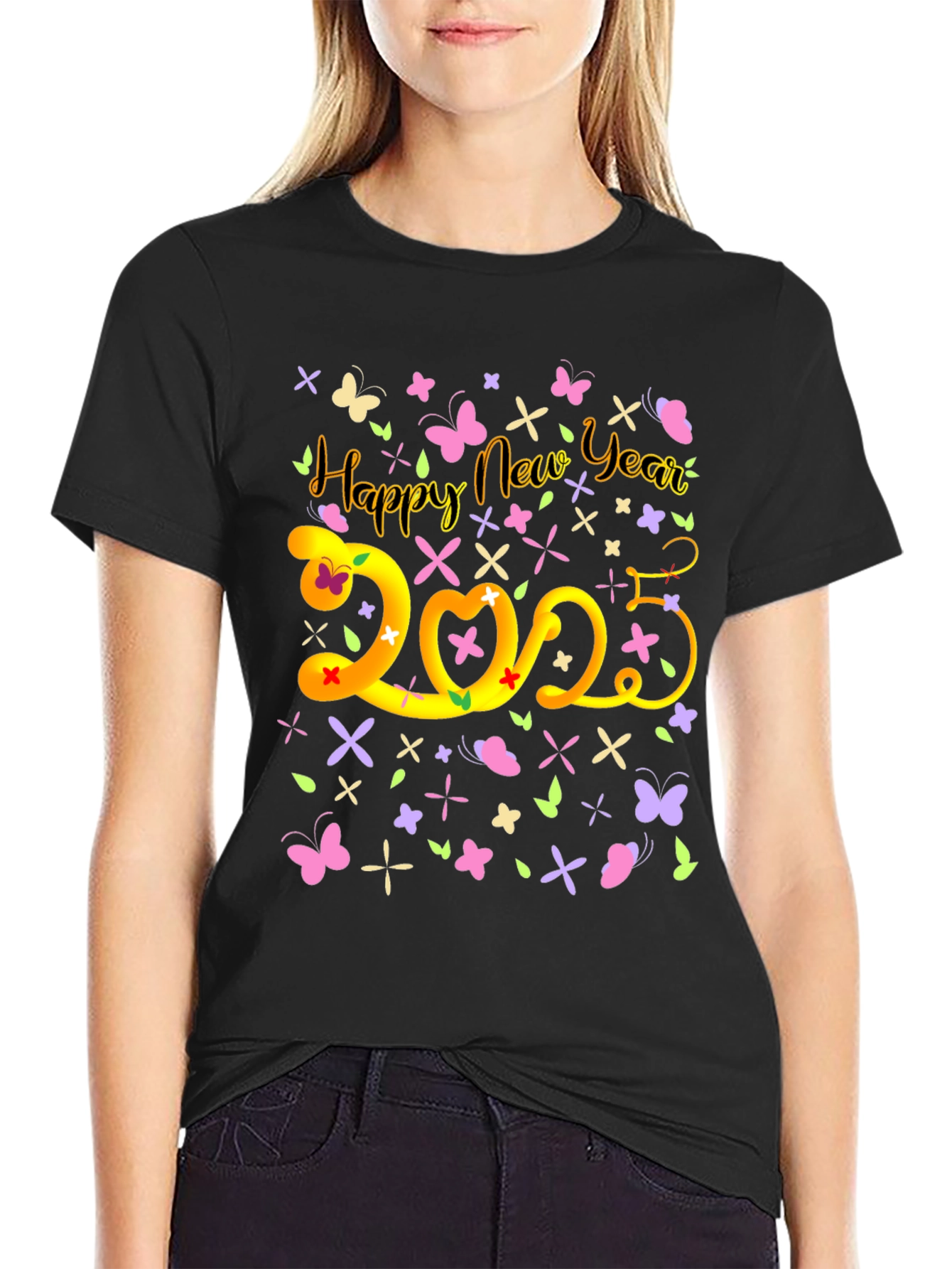 Happy New Year 2023 T-Shirt Butterfly Graphic Tee
