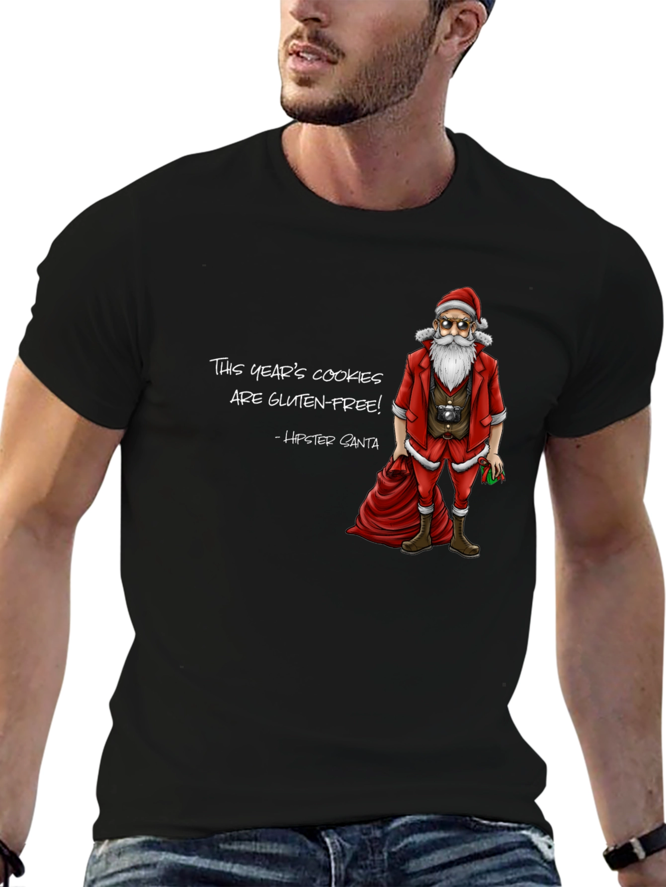 Hipster Santa Gluten-Free Cookies T-Shirt