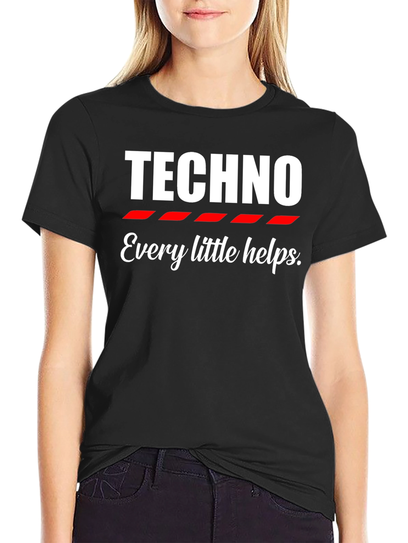 Techno Every Little Helps Black Graphic Tee