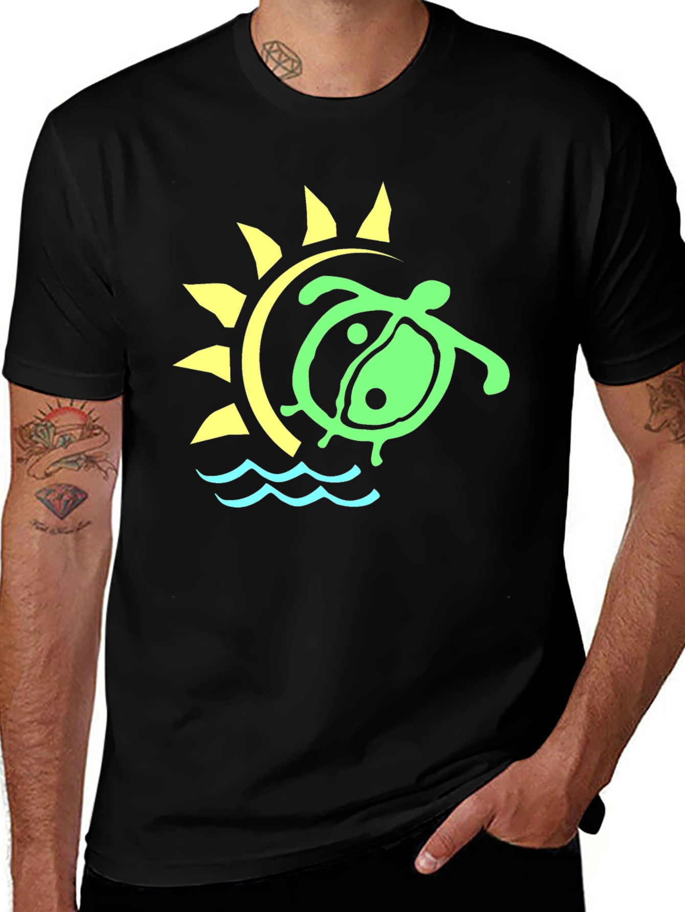 Turtle Sun Graphic Tee - Casual Style